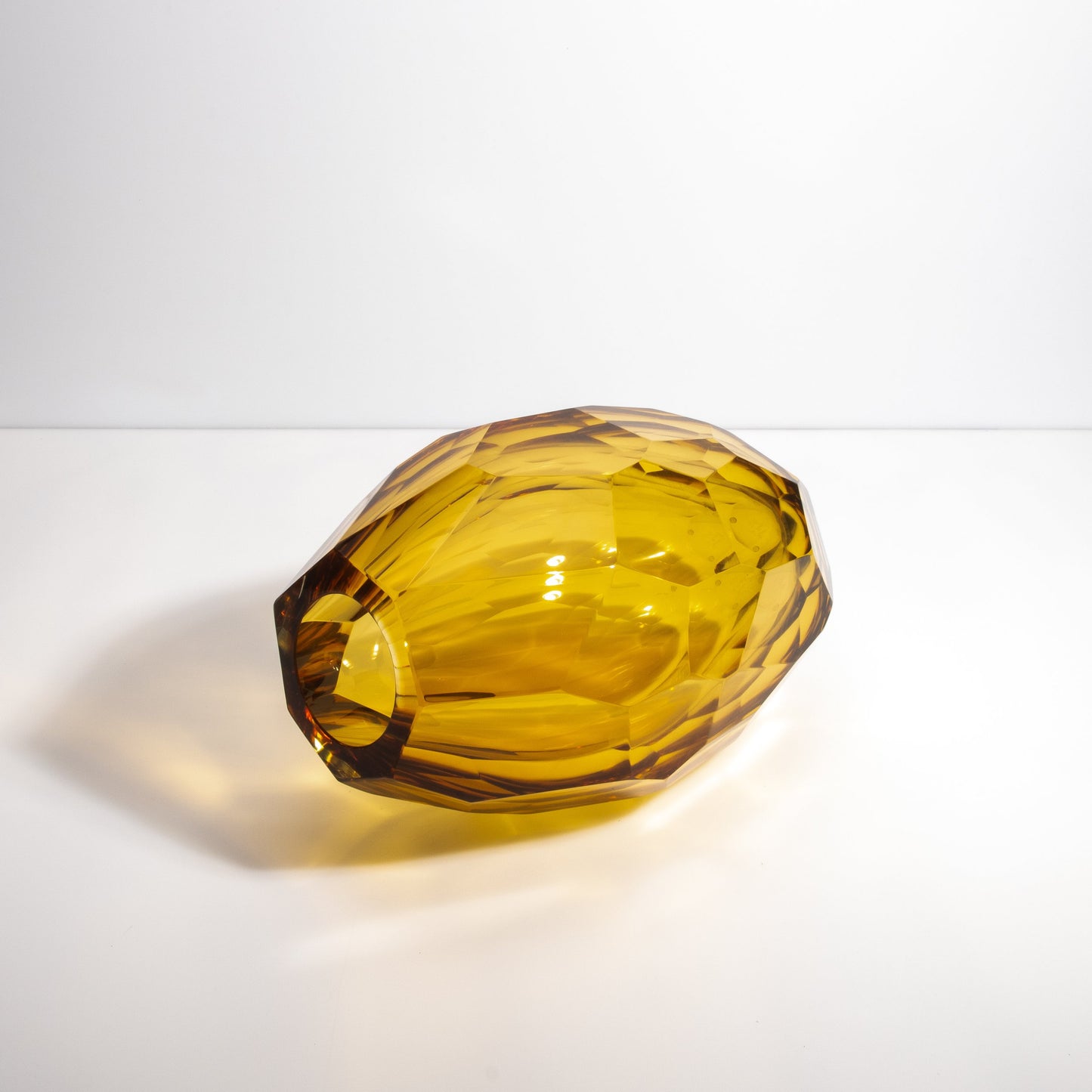 Set of 3 Murano Faceted Vases in Amber