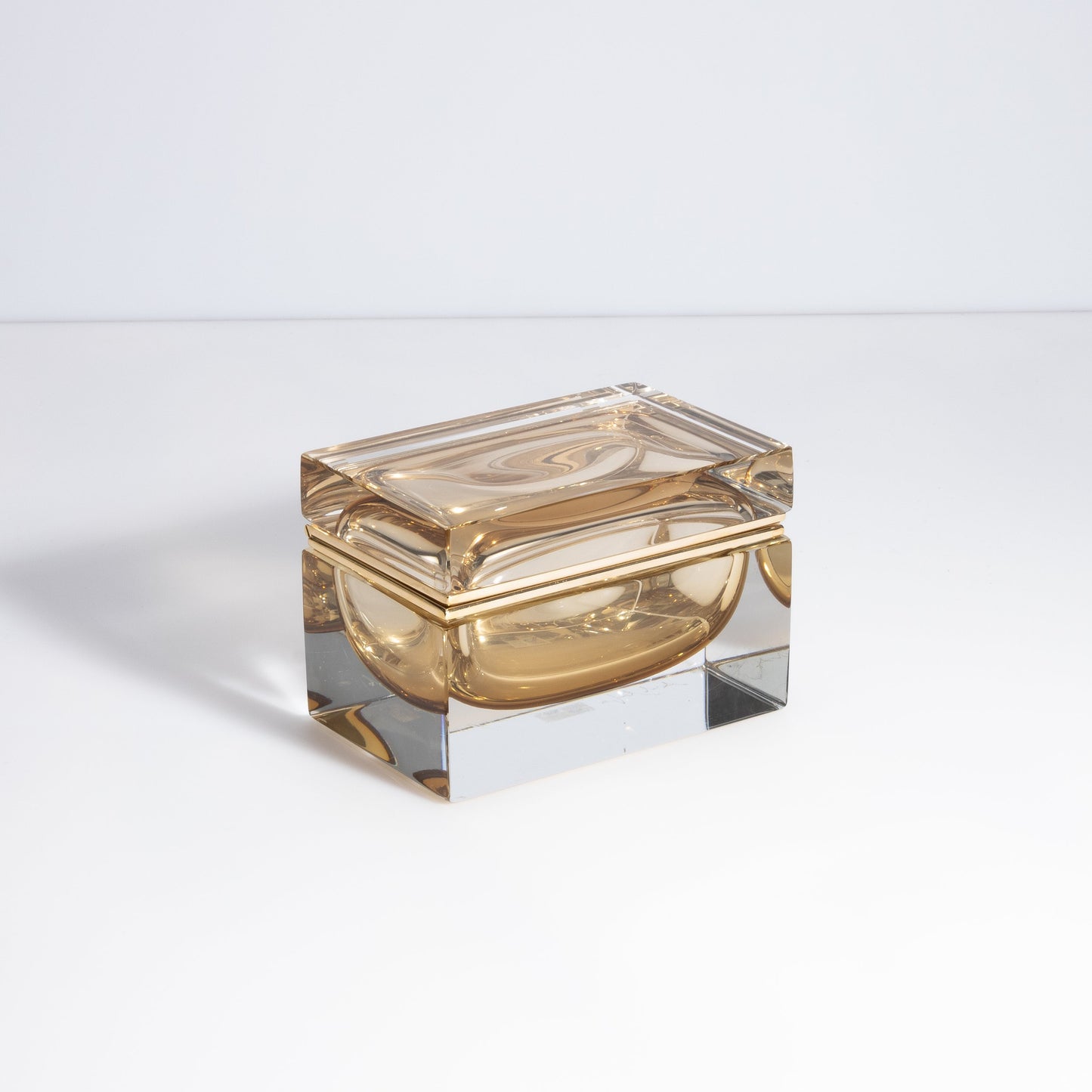 Murano Box with Brass Fittings in Light Tobacco