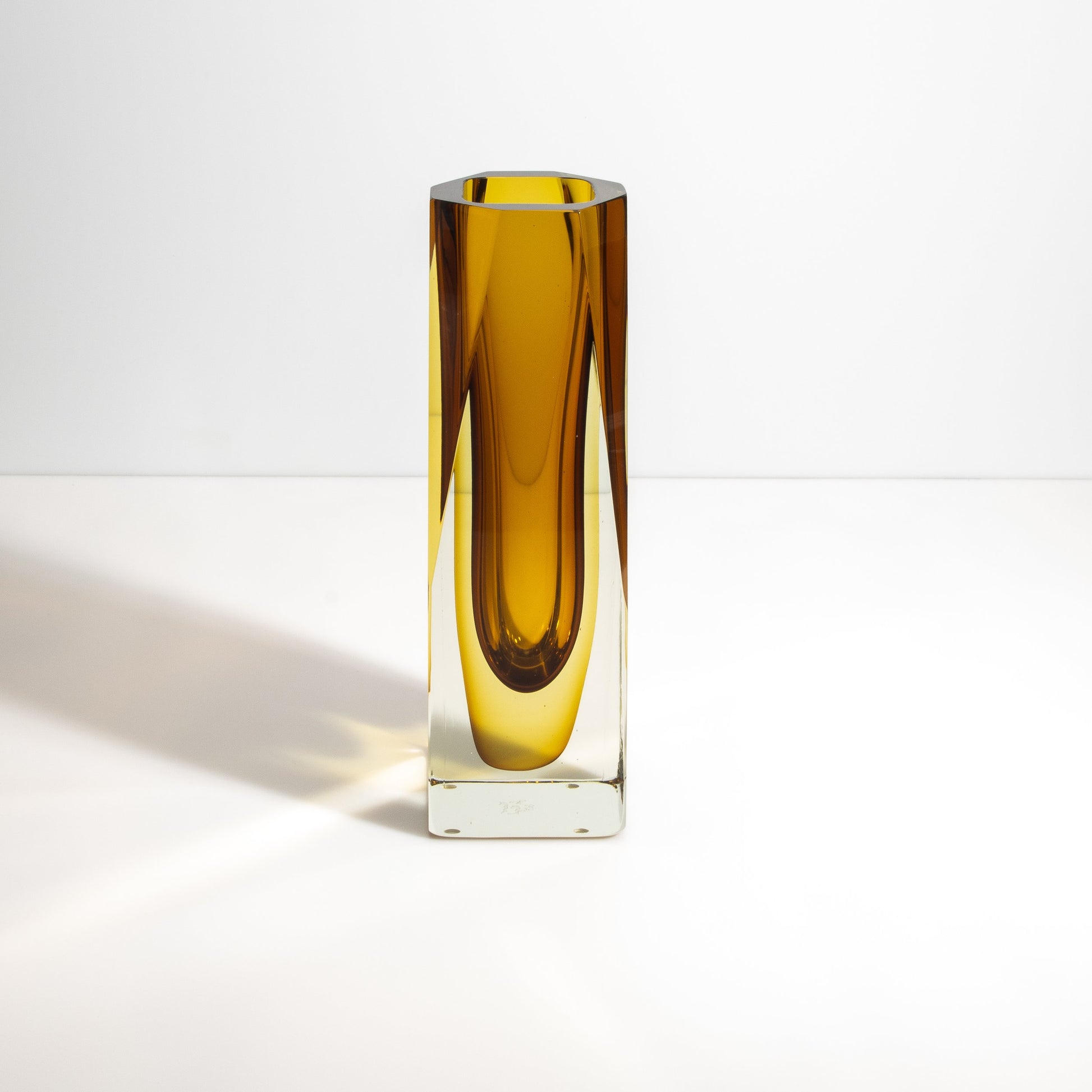 Murano Vase with Square Base in Amber
