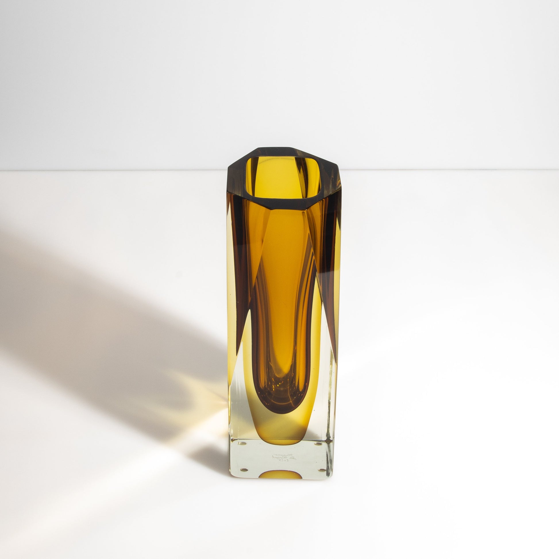 Murano Vase with Square Base in Amber