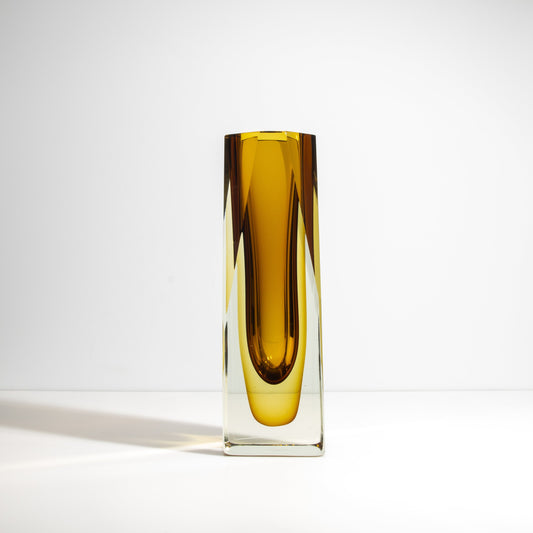 Murano Vase with Square Base in Amber