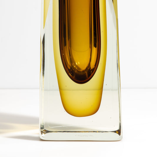 Murano Vase with Square Base in Amber