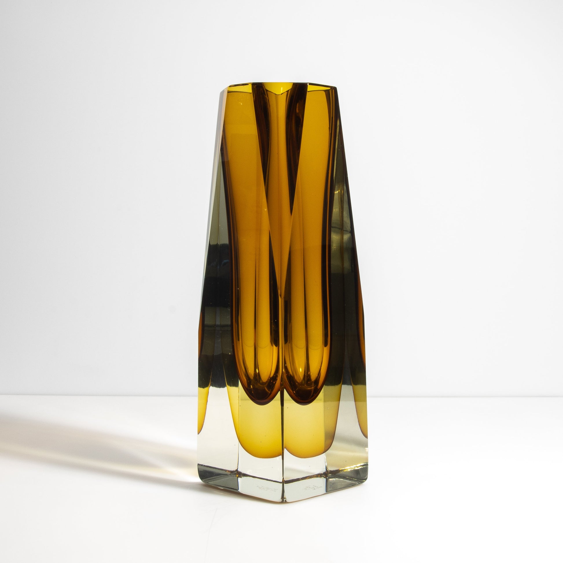 Murano Vase with Square Base in Amber