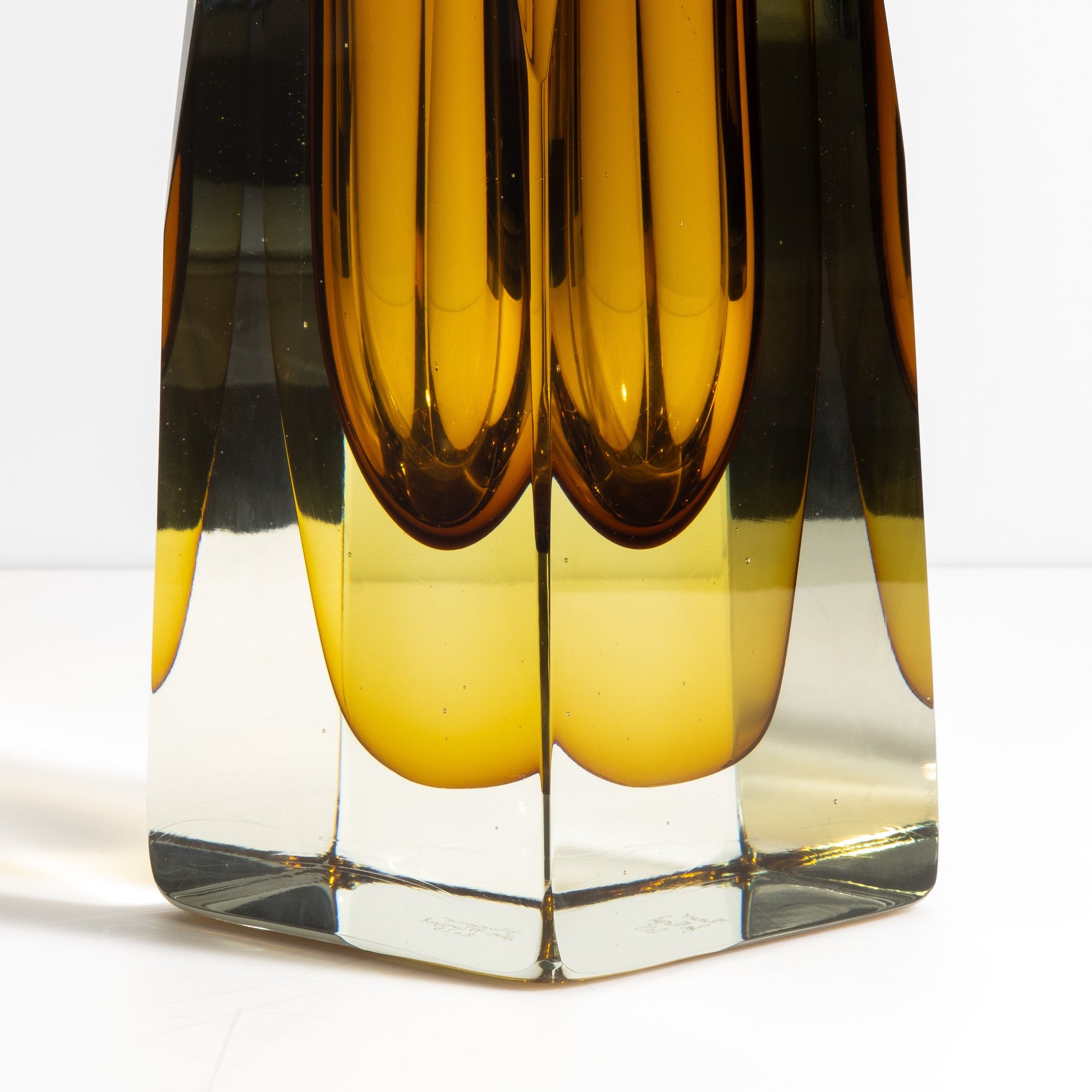Murano Vase with Square Base in Amber