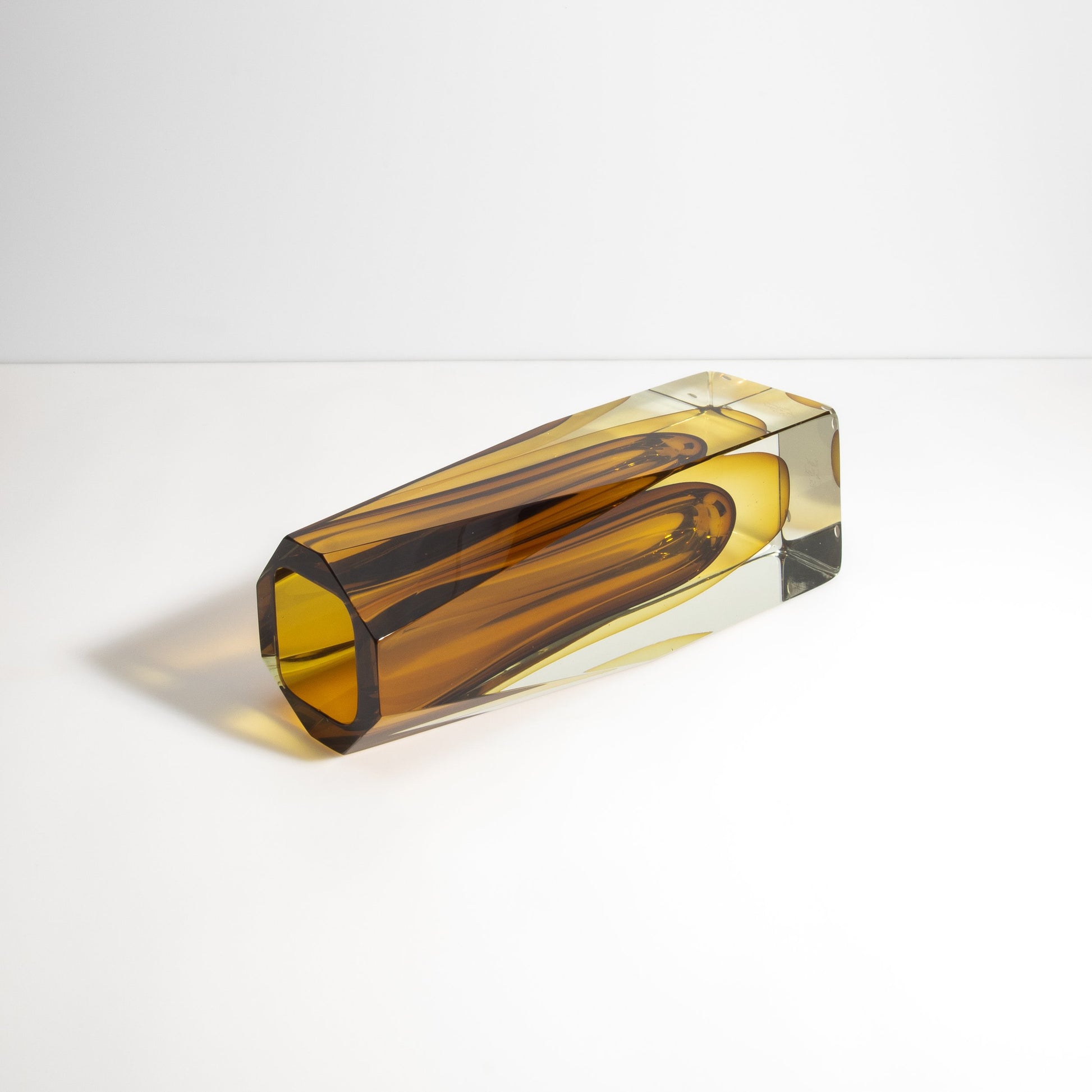 Murano Vase with Square Base in Amber