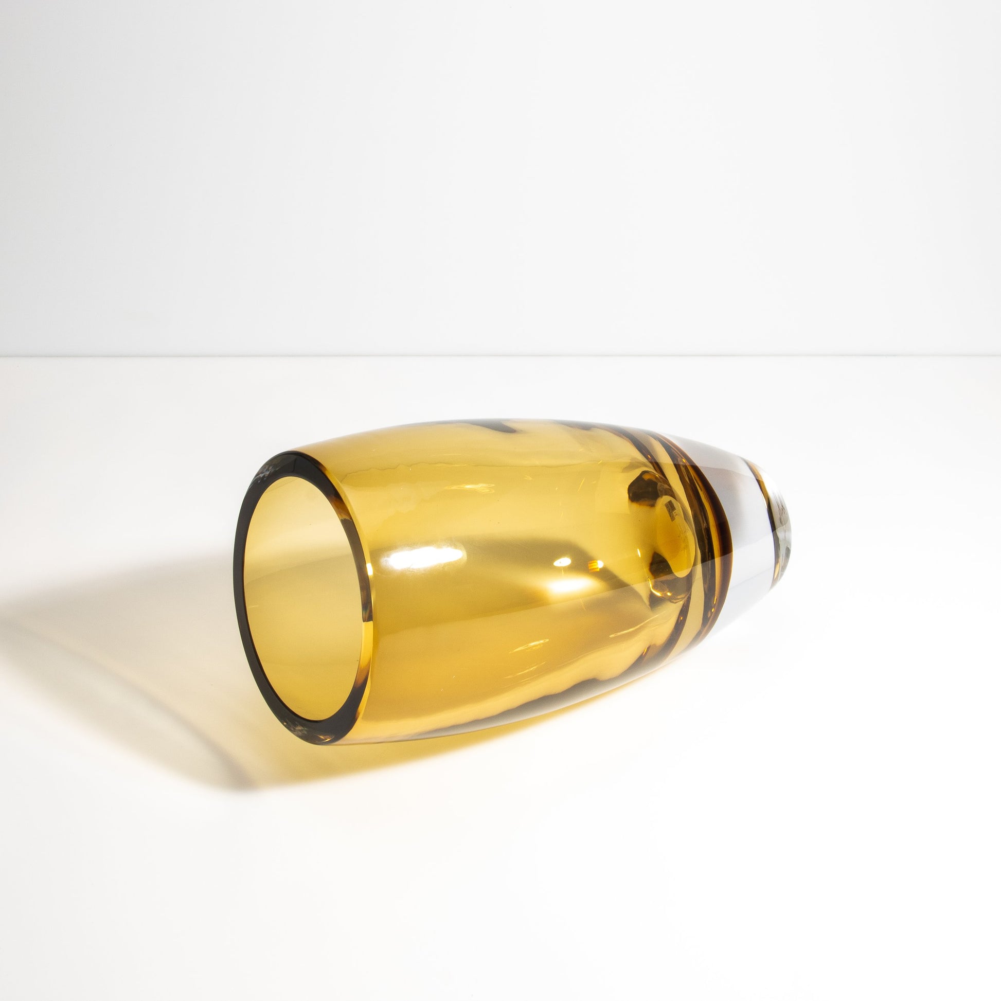 Murano Tall Vase with Clear Base in Tobacco