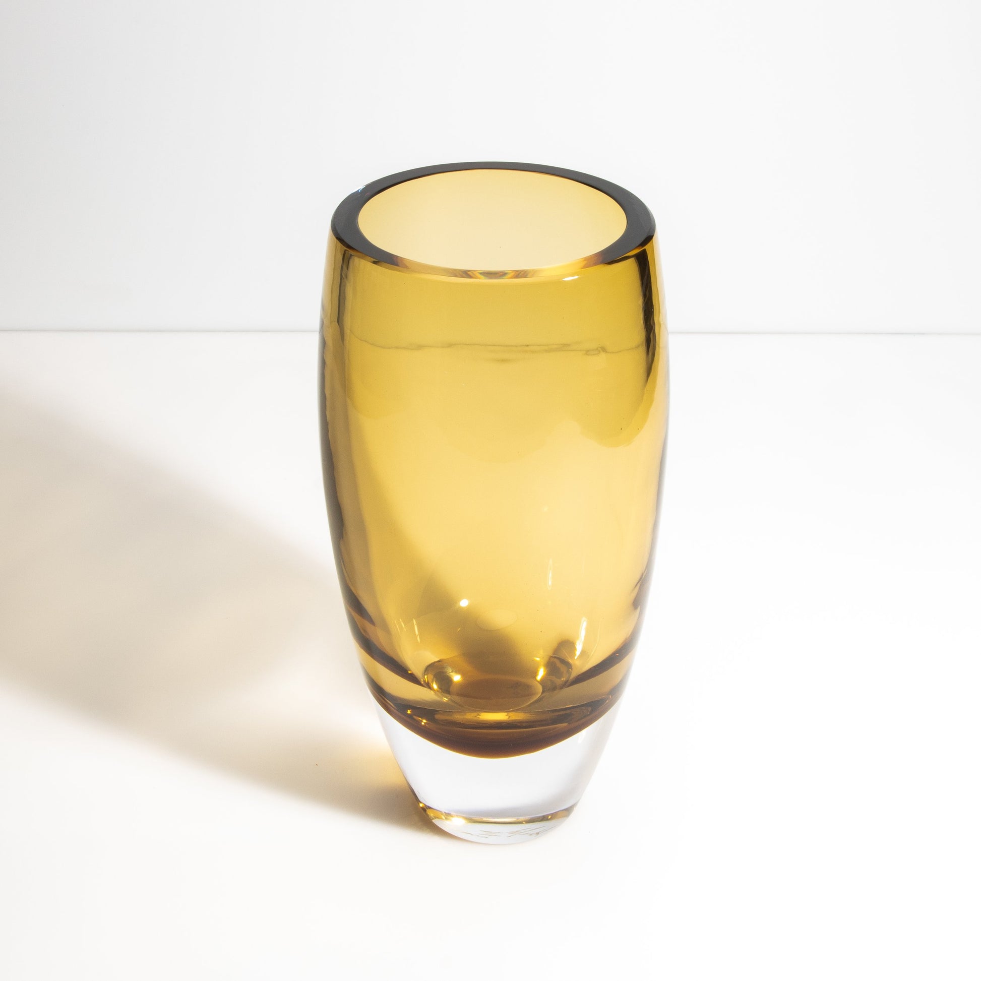 Murano Tall Vase with Clear Base in Tobacco