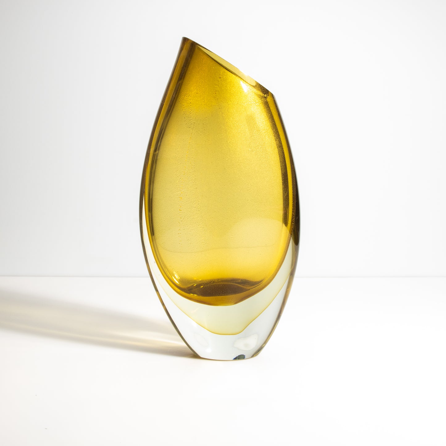 Murano Teardrop Vase in Amber with 24-Karat Gold Flecks