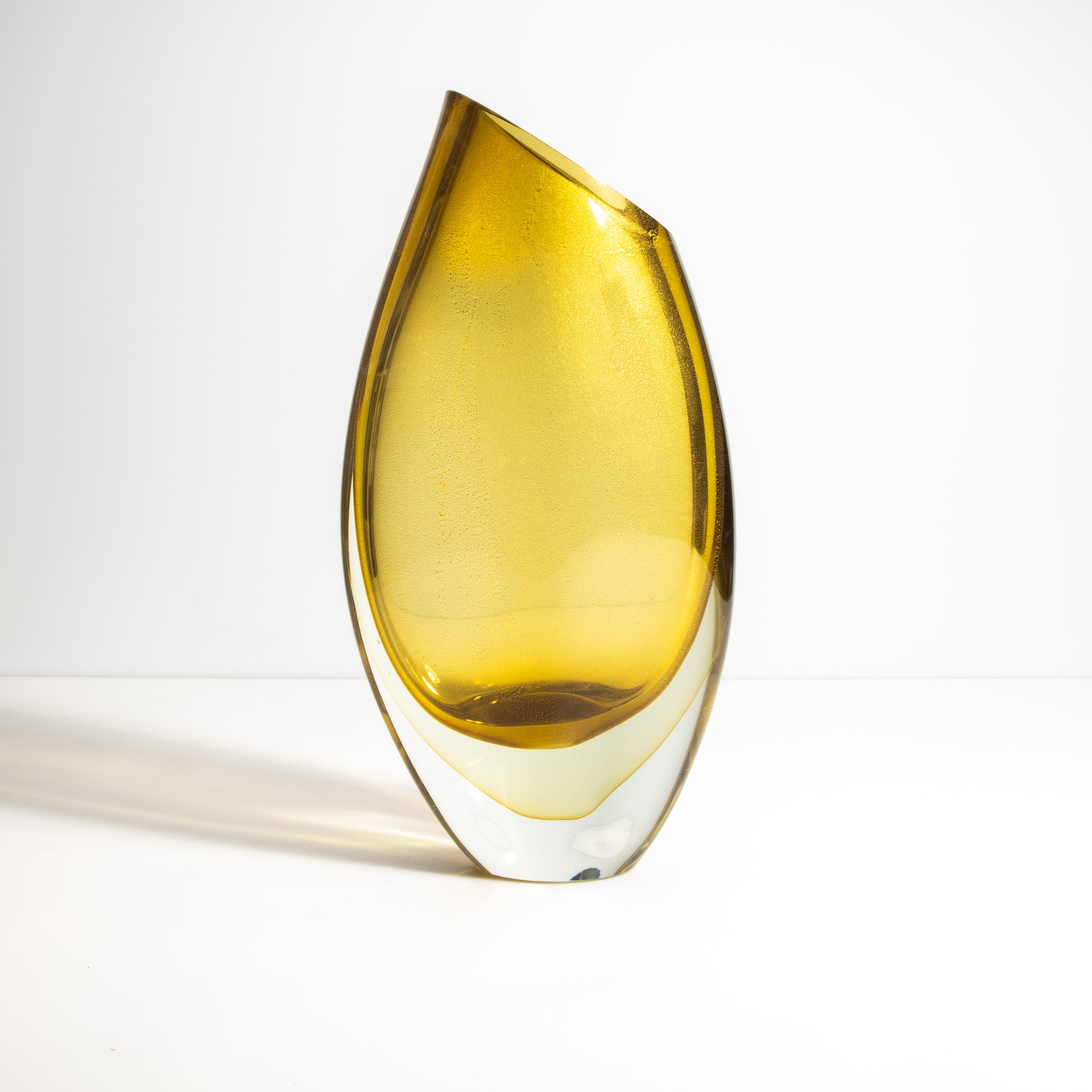 Murano Teardrop Vase in Amber with 24-Karat Gold Flecks