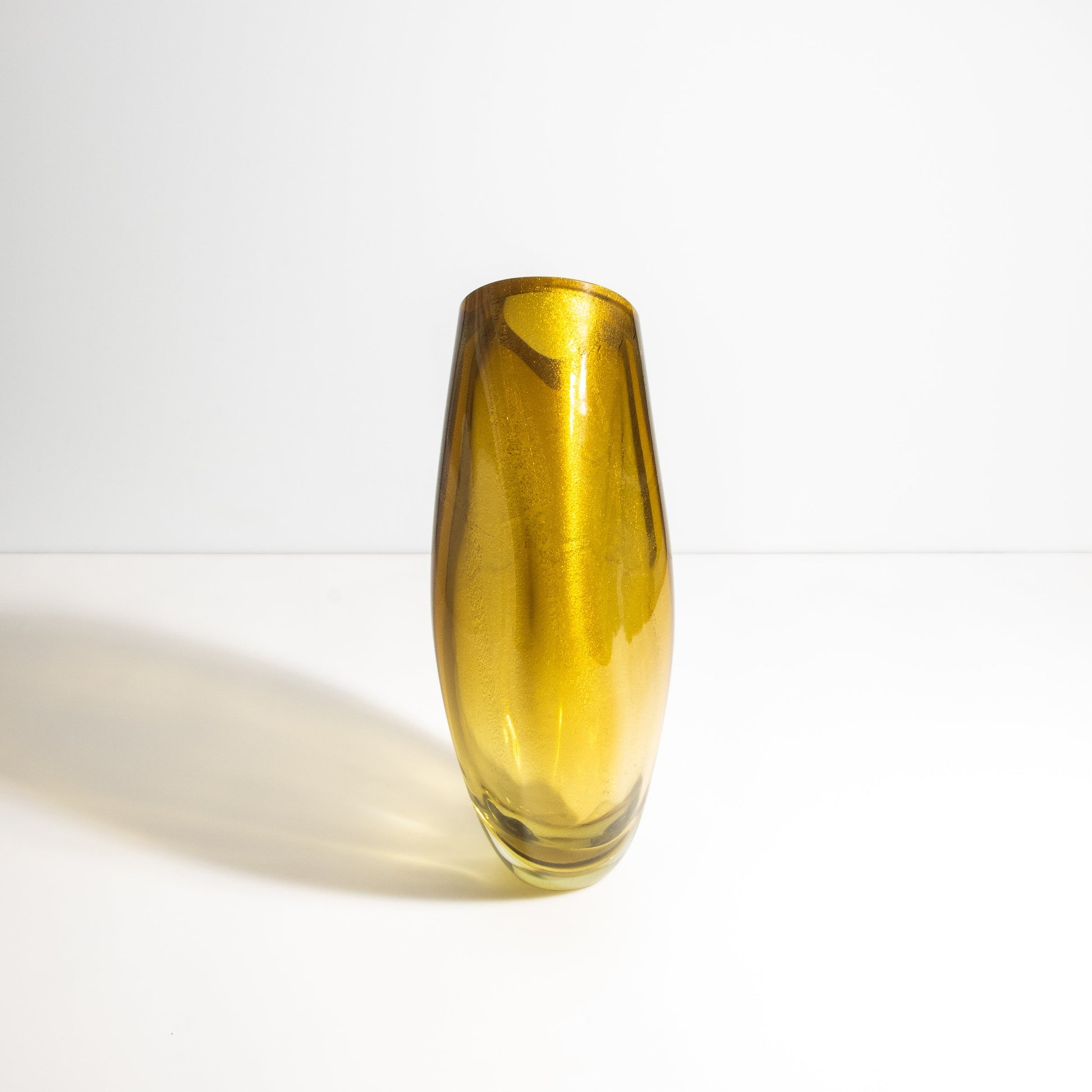 Murano Teardrop Vase in Amber with 24-Karat Gold Flecks