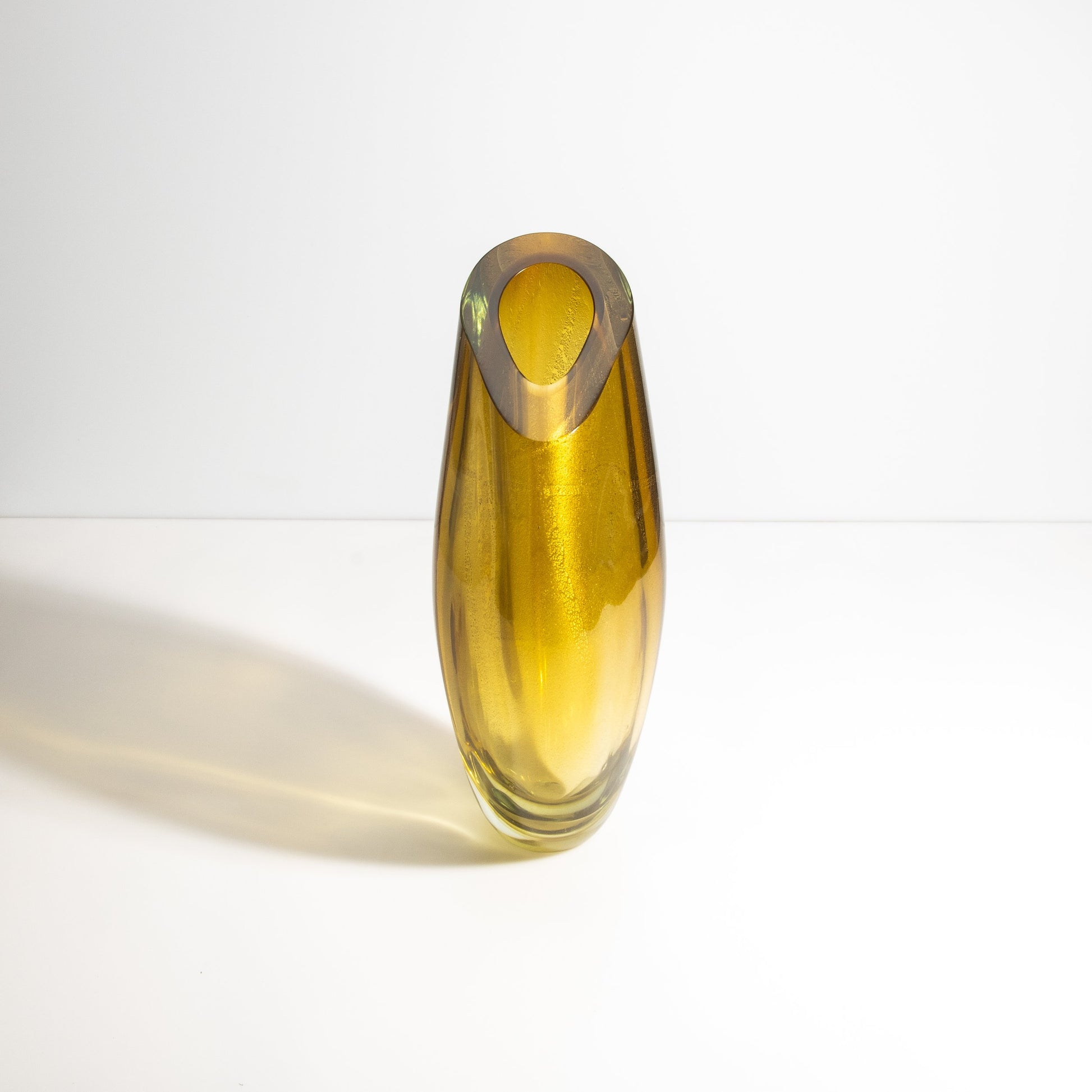 Murano Teardrop Vase in Amber with 24-Karat Gold Flecks