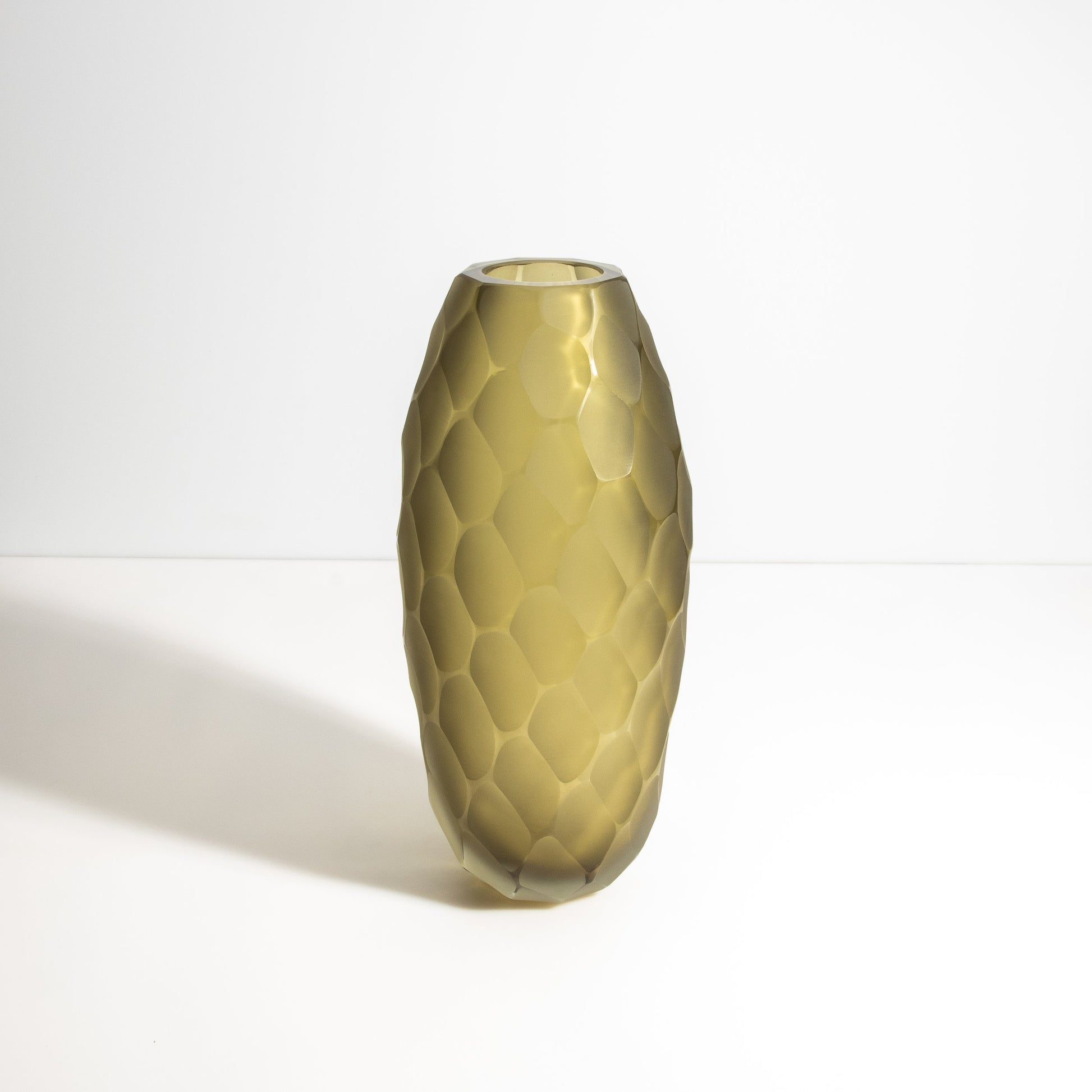 Murano Battuto Vase in Olive