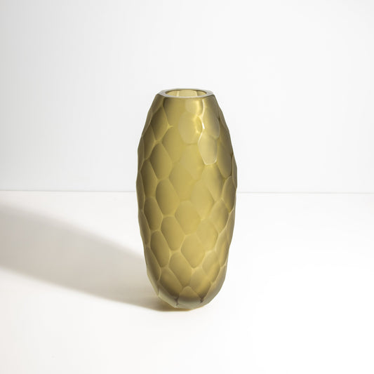 Murano Battuto Vase in Olive