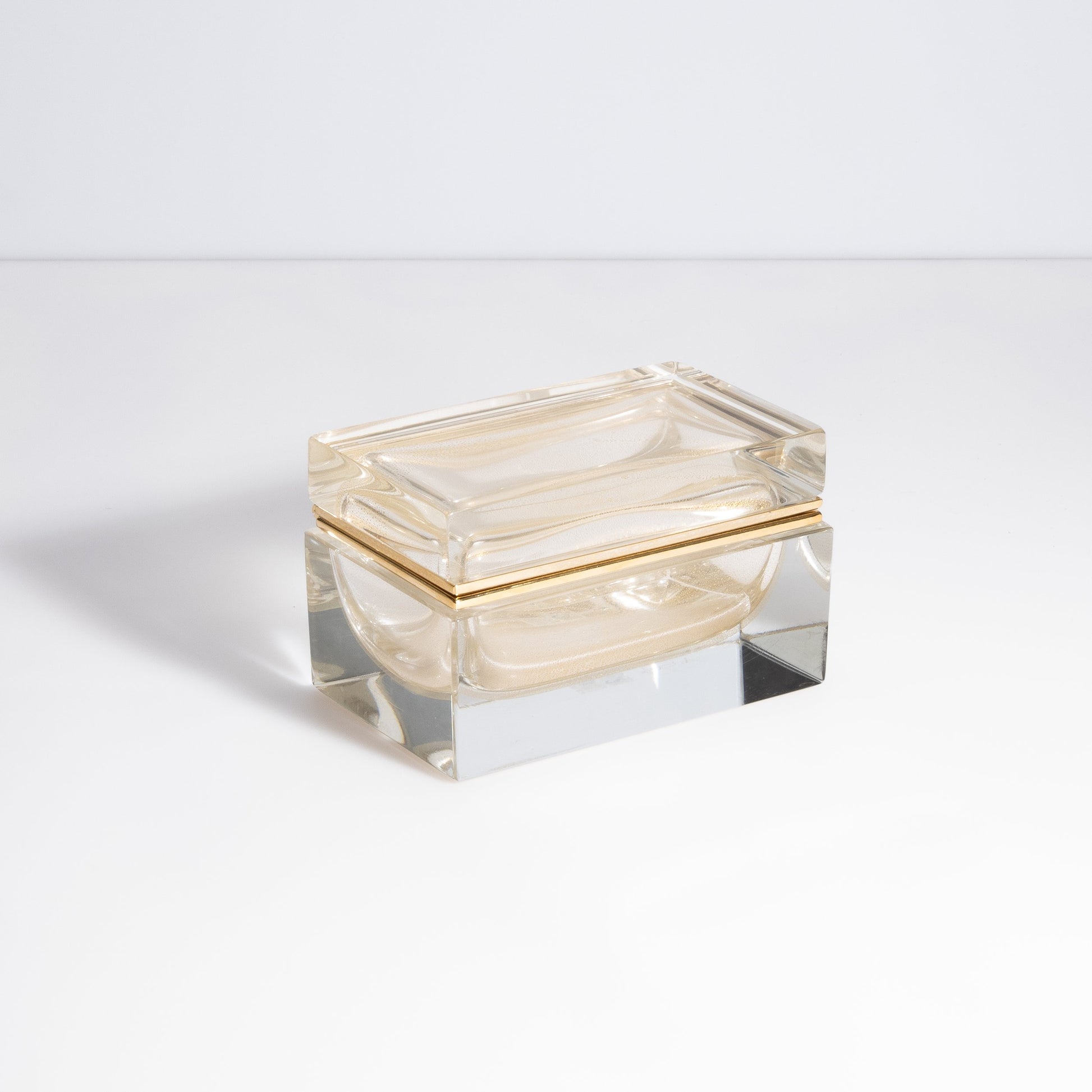 Murano Box with Brass Fittings in 24-Karat Gold Flecks