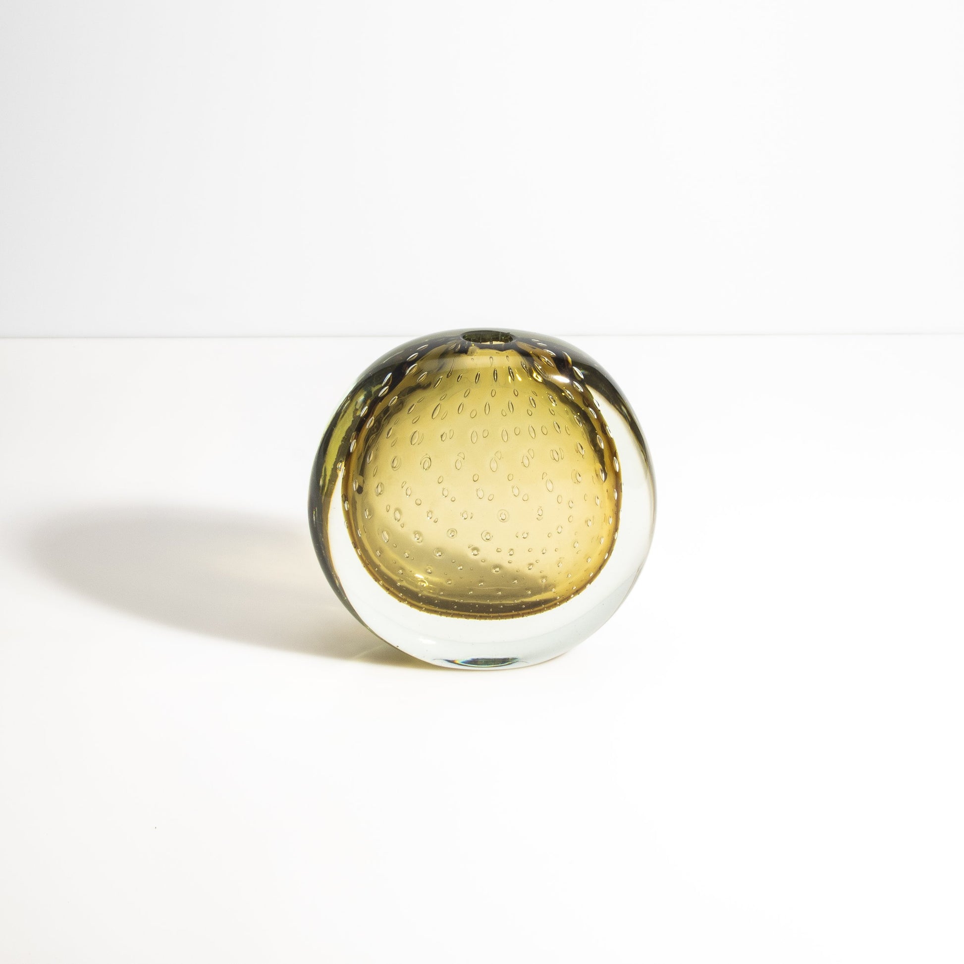 Murano Vase with Bubbles in Smokey Gold