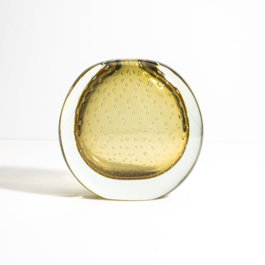 Murano Vase with Bubbles in Smokey Gold