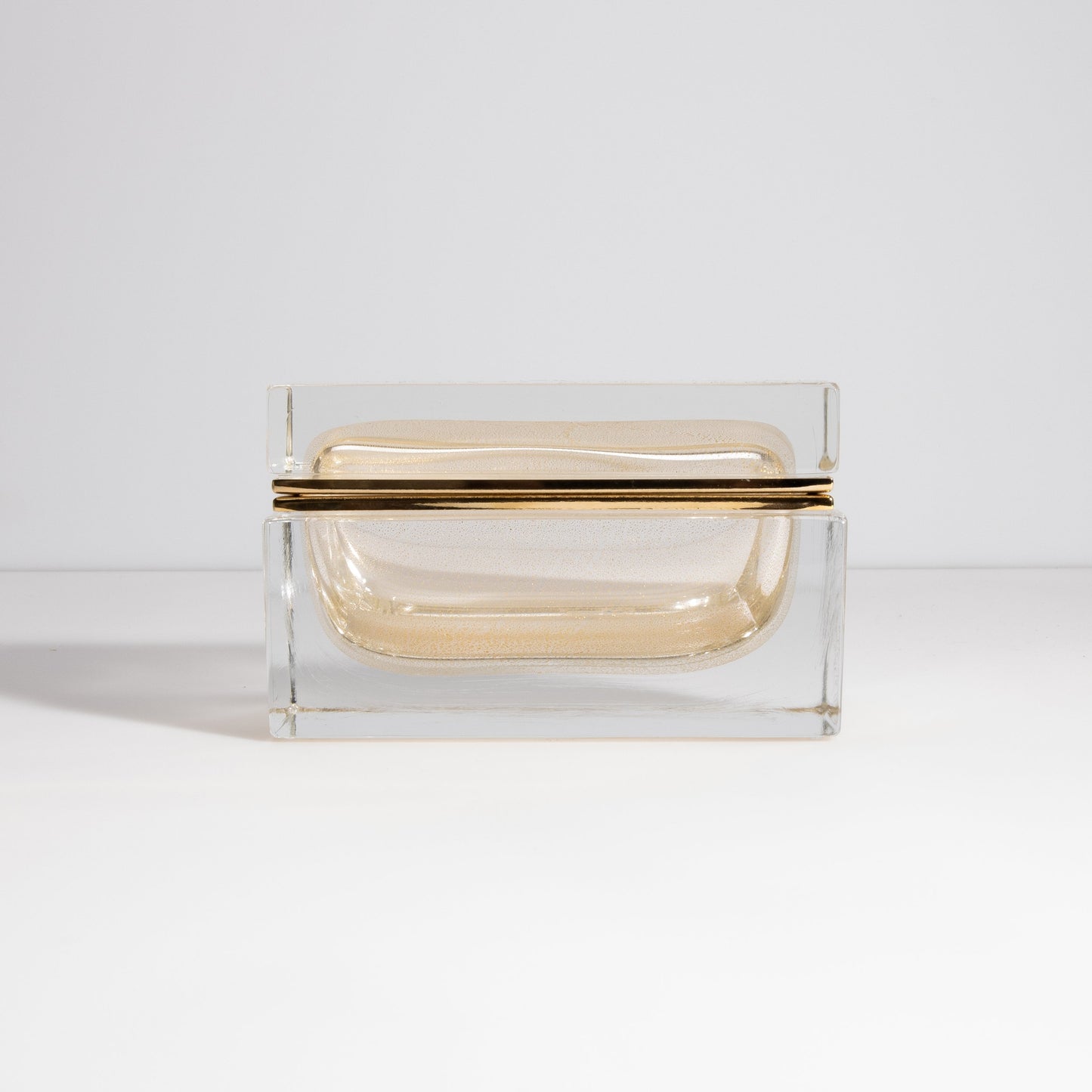Murano Box with Brass Fittings in 24-Karat Gold Flecks