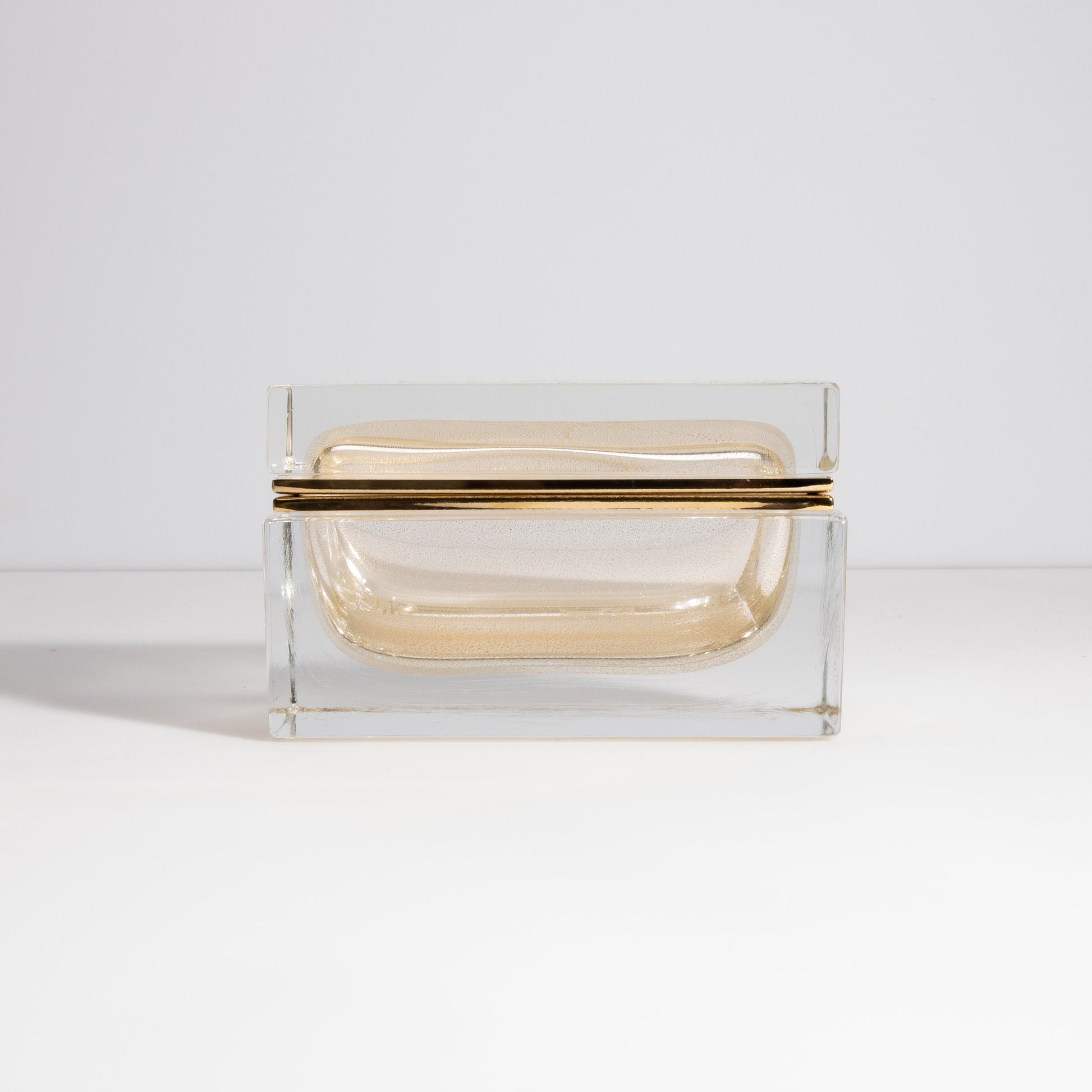 Murano Box with Brass Fittings in 24-Karat Gold Flecks