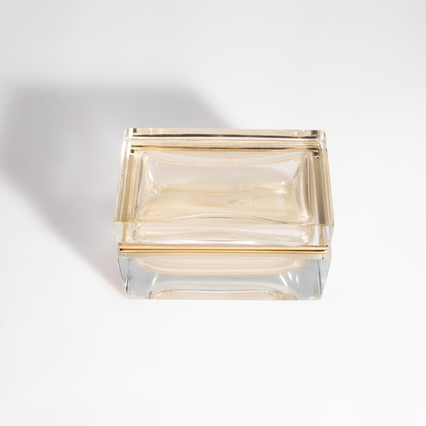 Murano Box with Brass Fittings in 24-Karat Gold Flecks