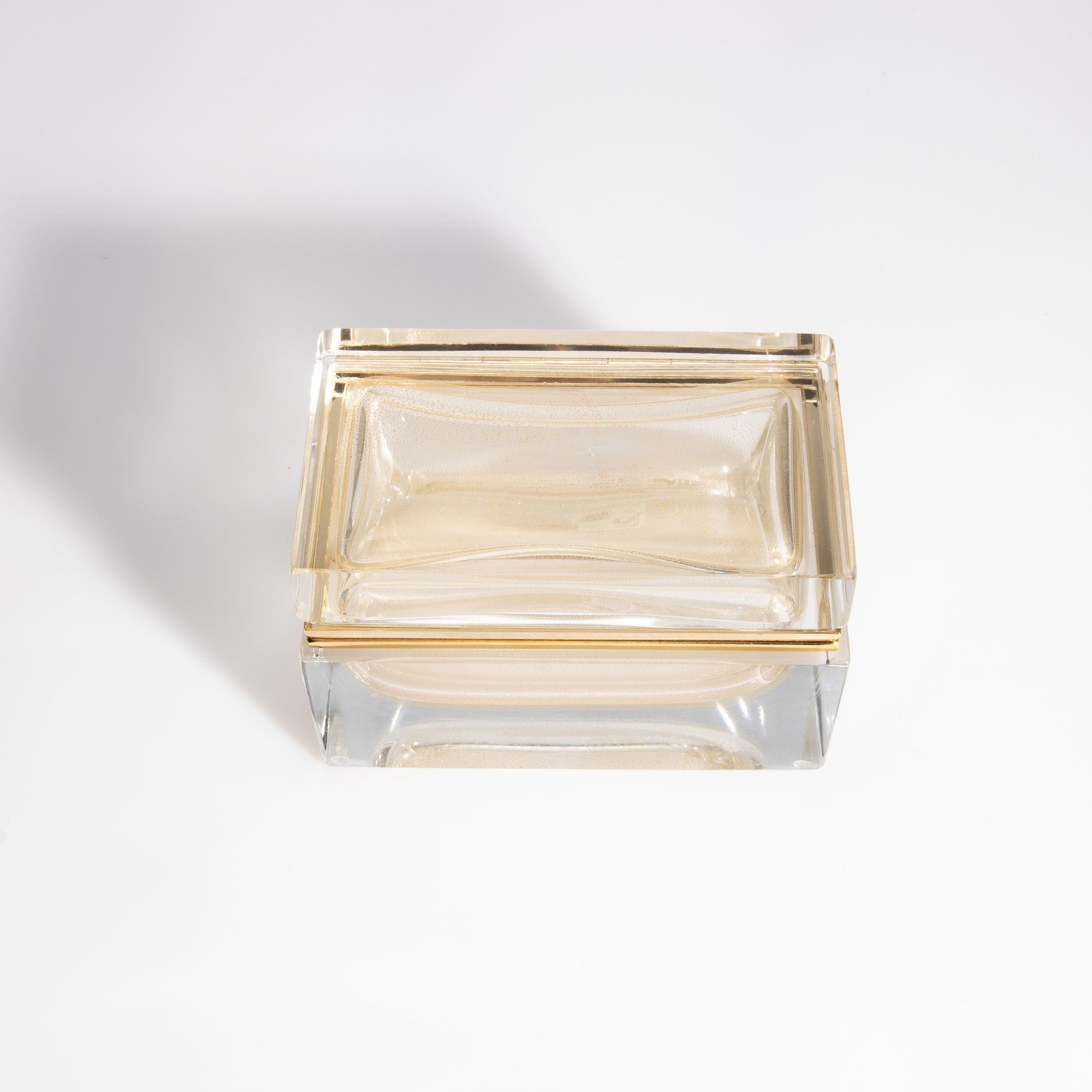 Murano Box with Brass Fittings in 24-Karat Gold Flecks