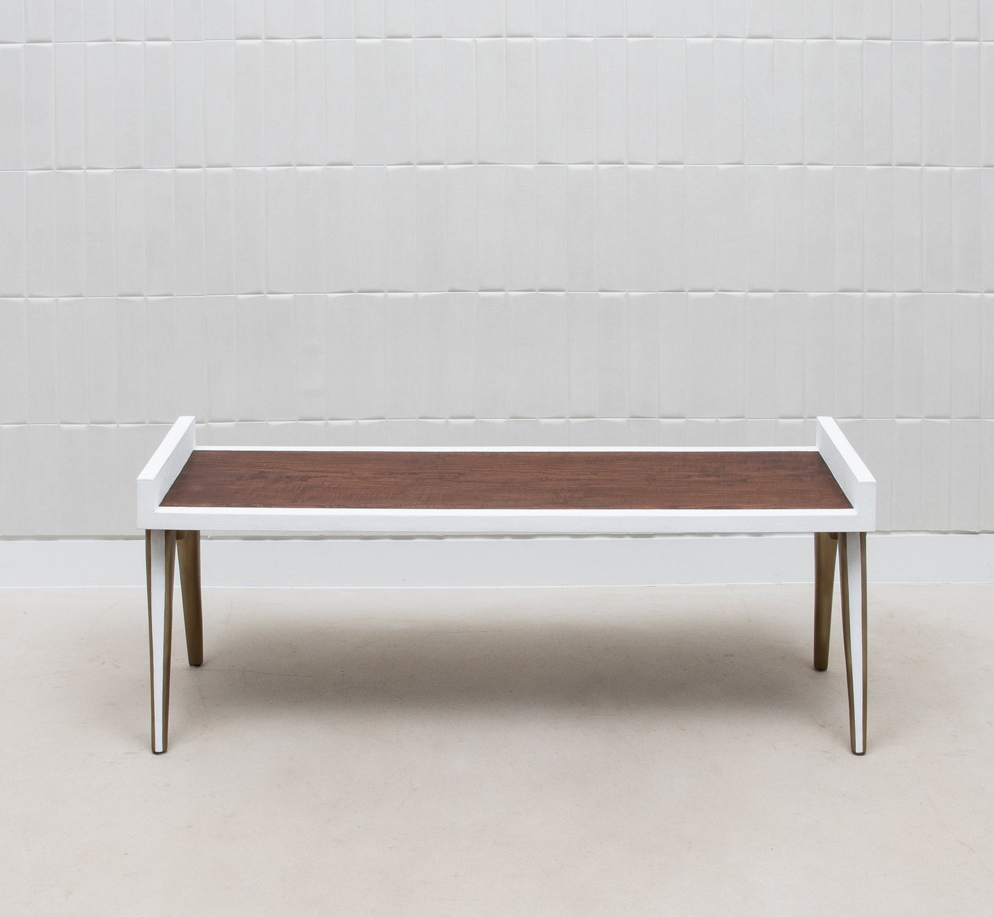 Pianist Bench in White Hyde with Brass by R&Y Augousti