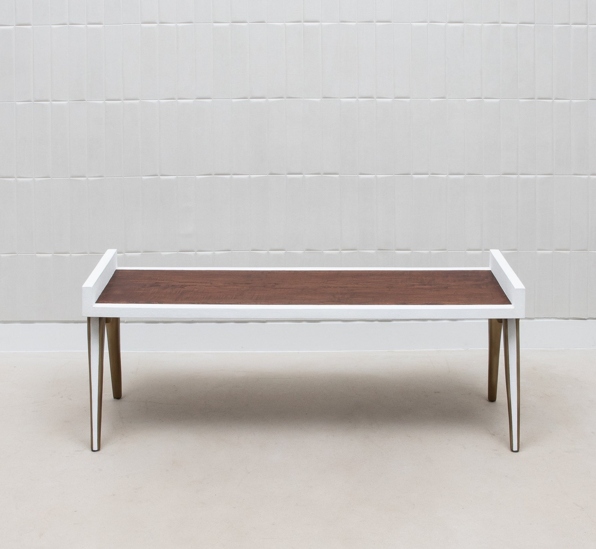 Pianist Bench in White Hyde with Brass by R&Y Augousti