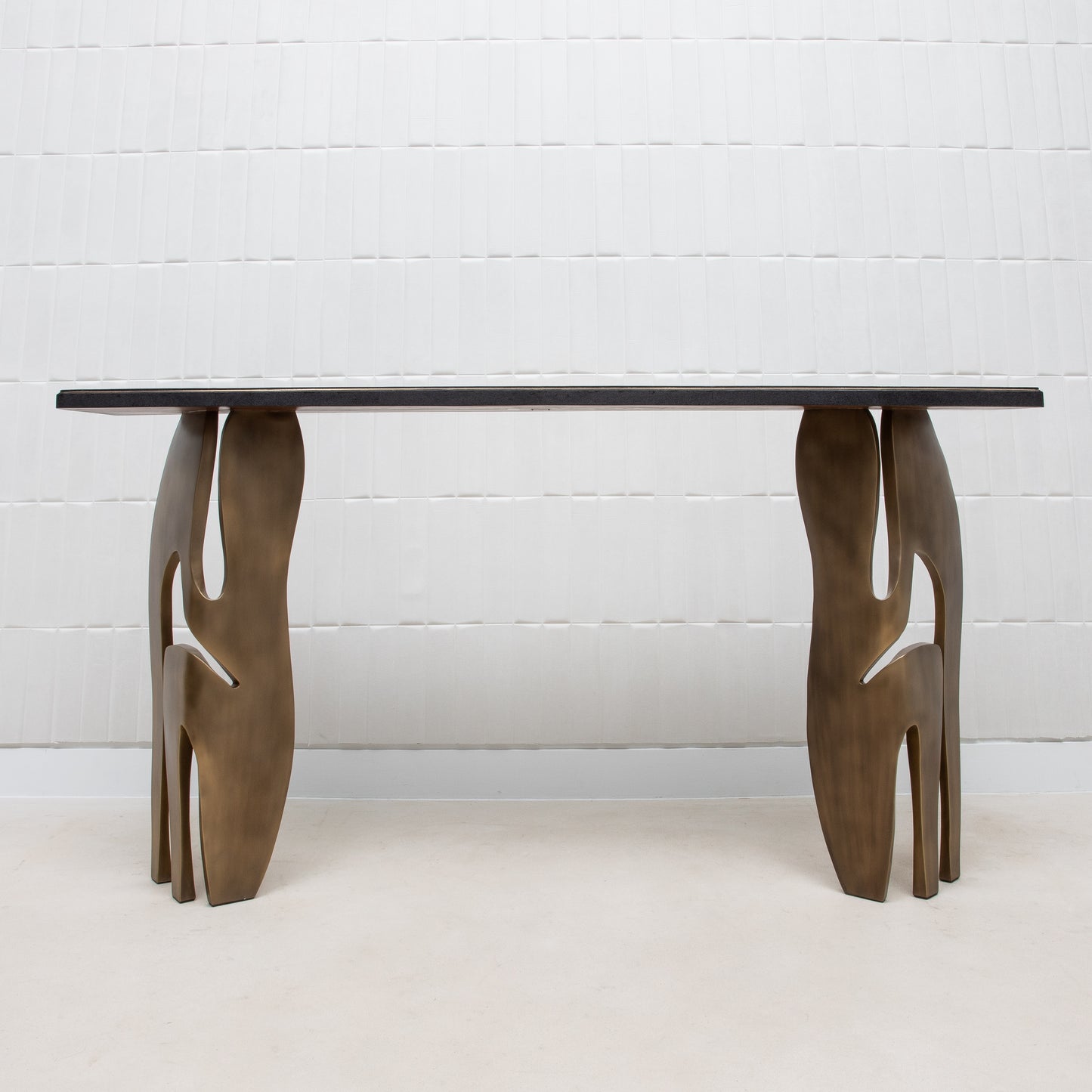 Console in Black Shagreen with Bronze Patina Brass by R&Y Augousti