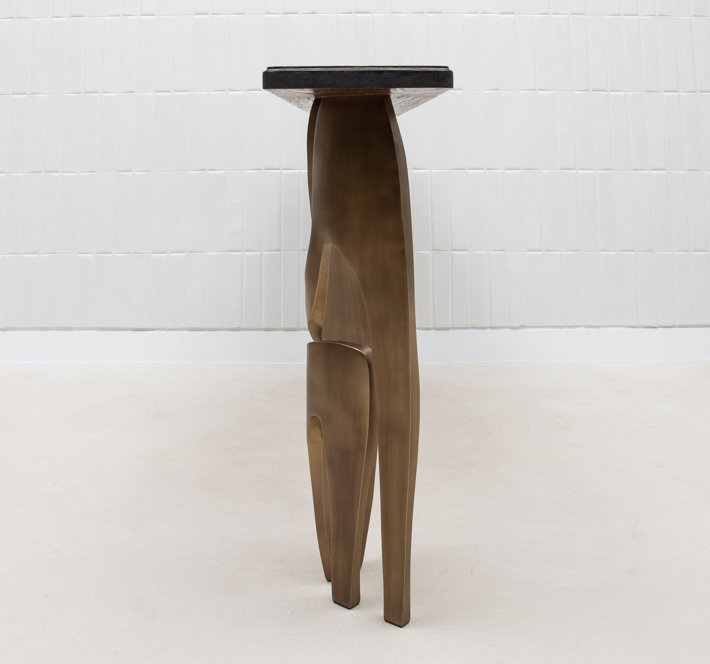 Console in Black Shagreen with Bronze Patina Brass by R&Y Augousti