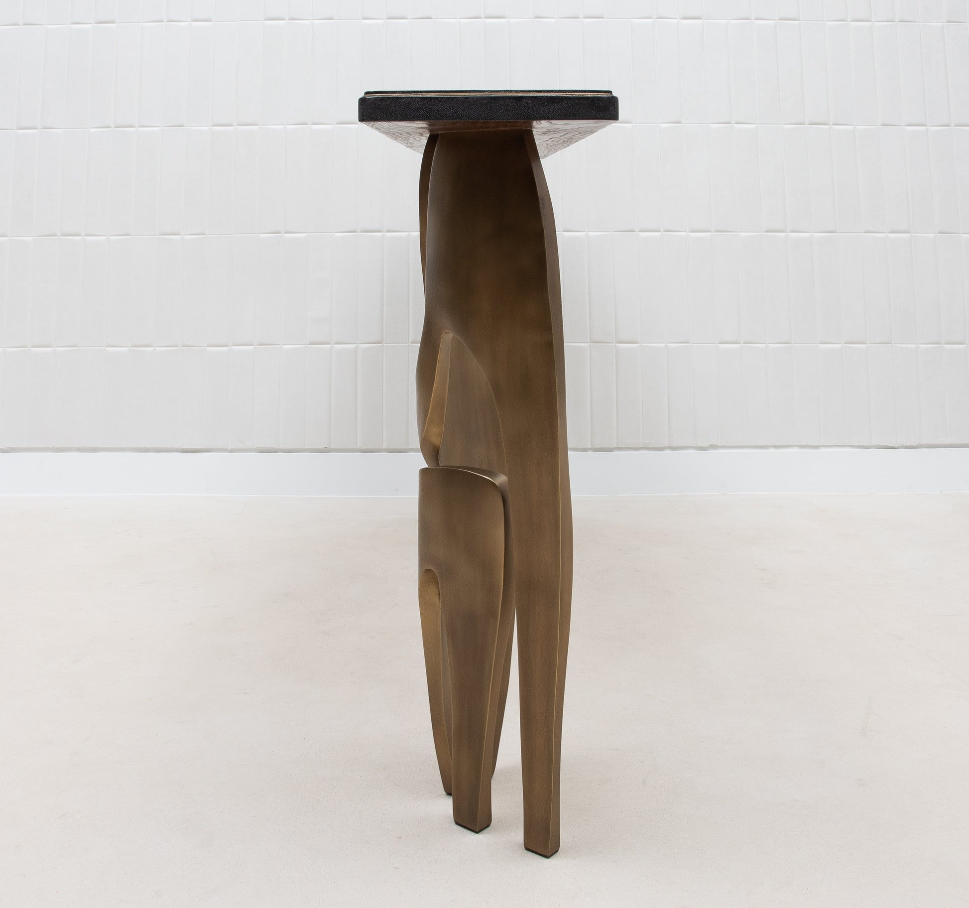 Console in Black Shagreen with Bronze Patina Brass by R&Y Augousti