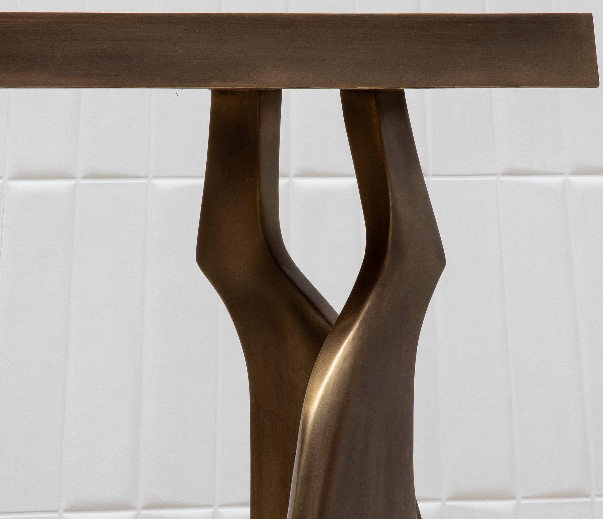 Console in White Quartz with Bronze Patina Brass by Kifu Paris