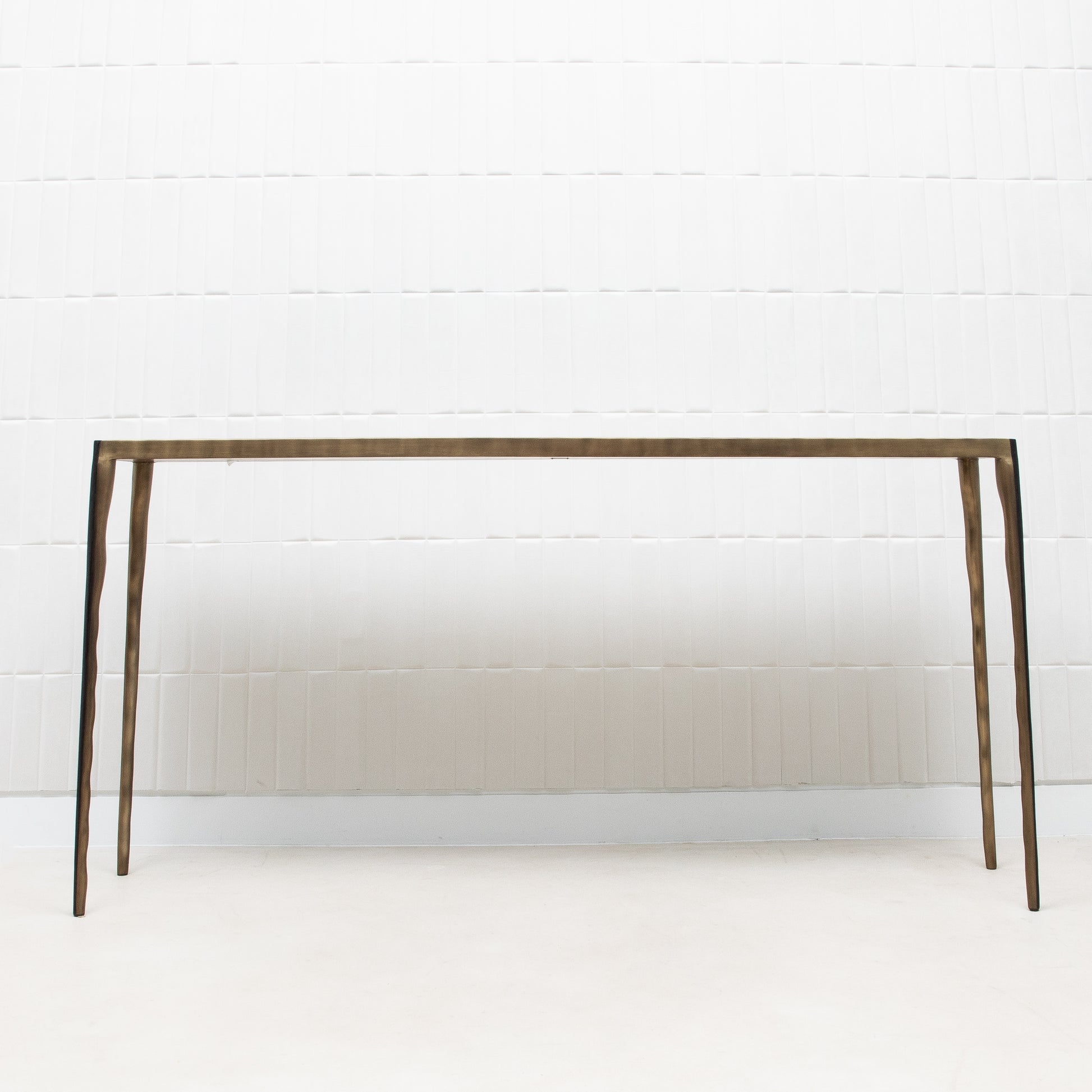 Console in Black Shagreen with Bronze Patina Brass by R&Y Augousti