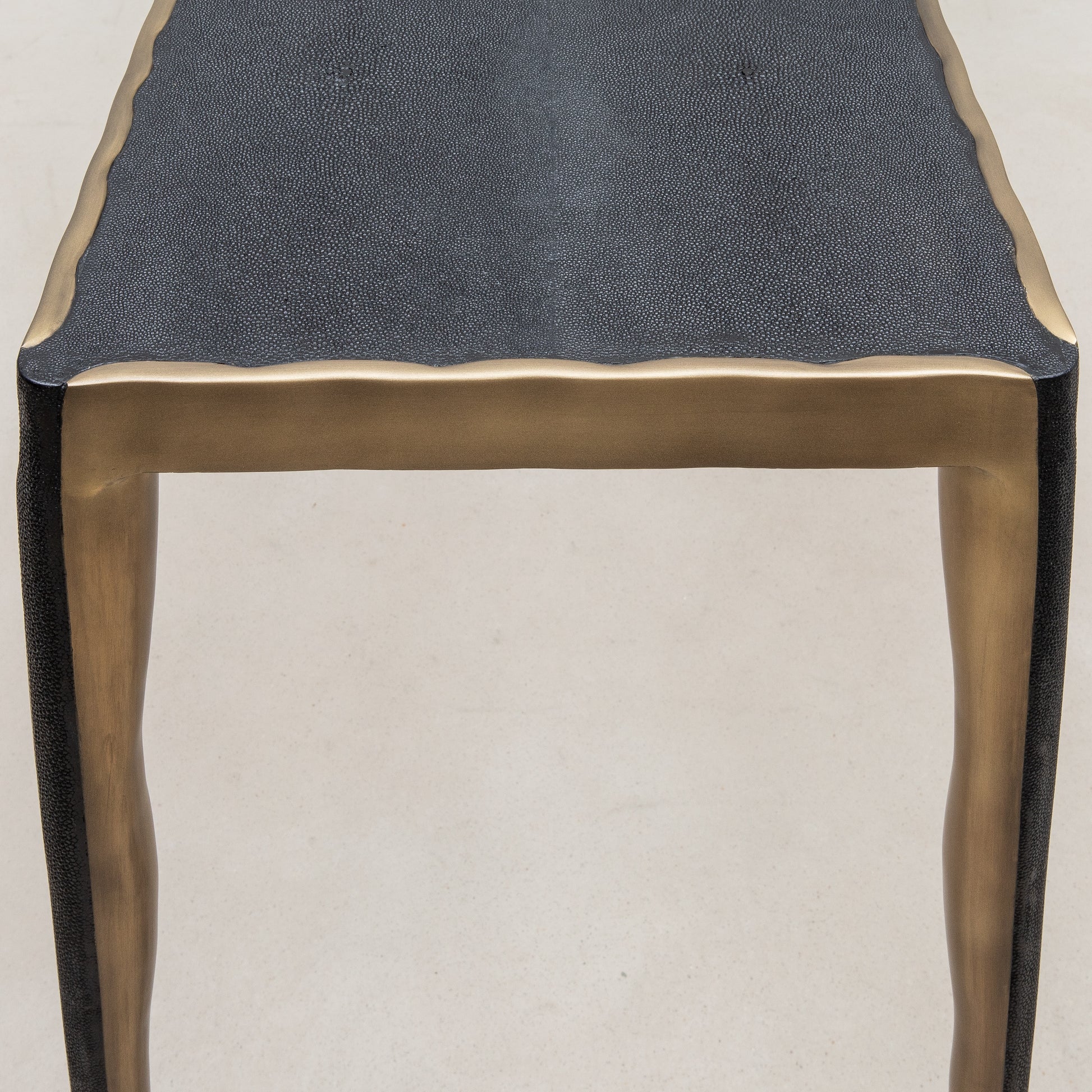 Console in Black Shagreen with Bronze Patina Brass by R&Y Augousti