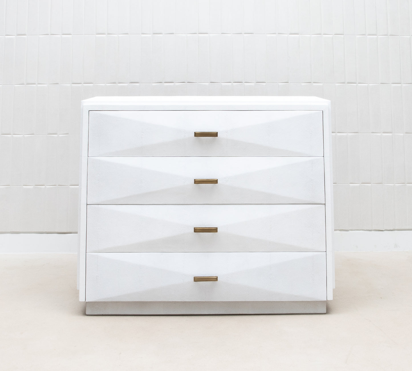 Chest of Drawers in White Shagreen with Bronze Patina Brass Details by R&Y Augousti