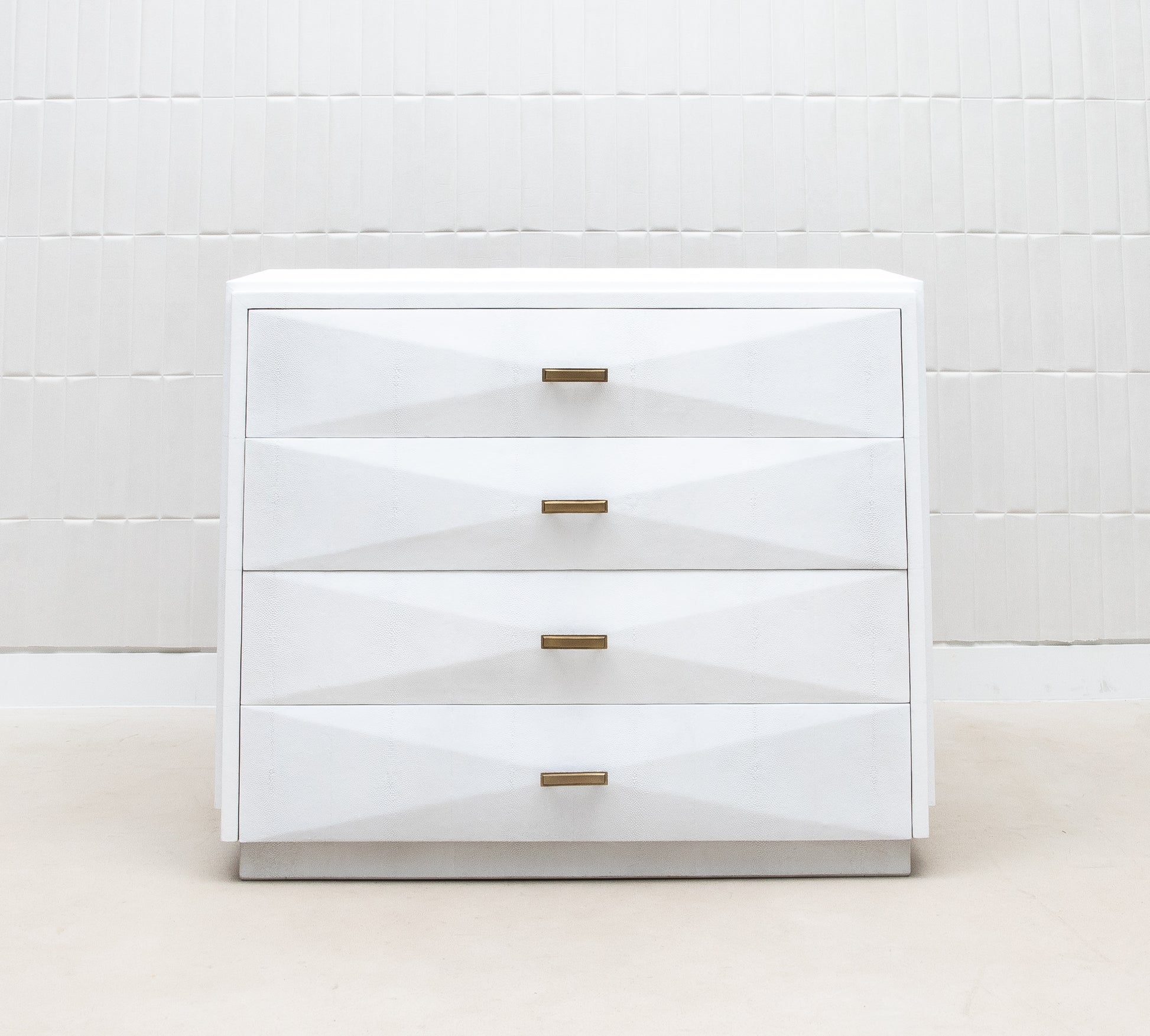 Chest of Drawers in White Shagreen with Bronze Patina Brass Details by R&Y Augousti