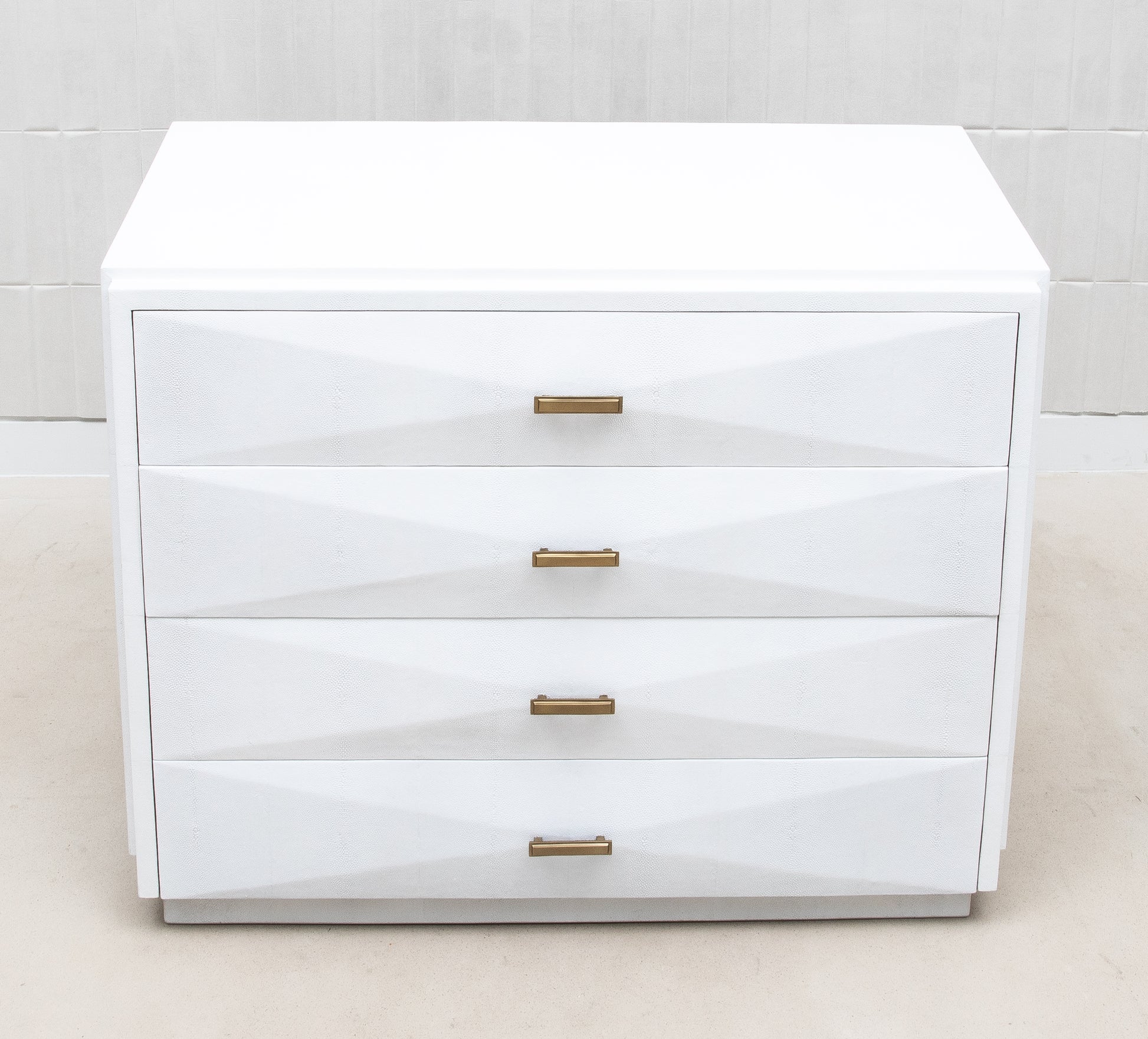 Chest of Drawers in White Shagreen with Bronze Patina Brass Details by R&Y Augousti