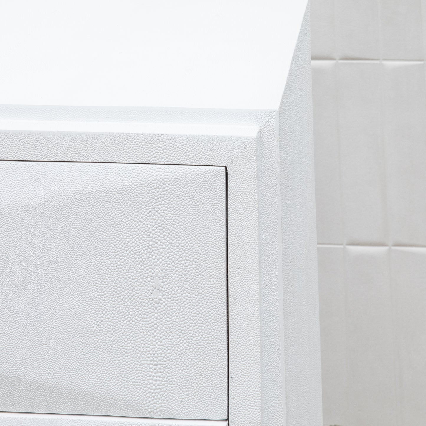 Chest of Drawers in White Shagreen with Bronze Patina Brass Details by R&Y Augousti