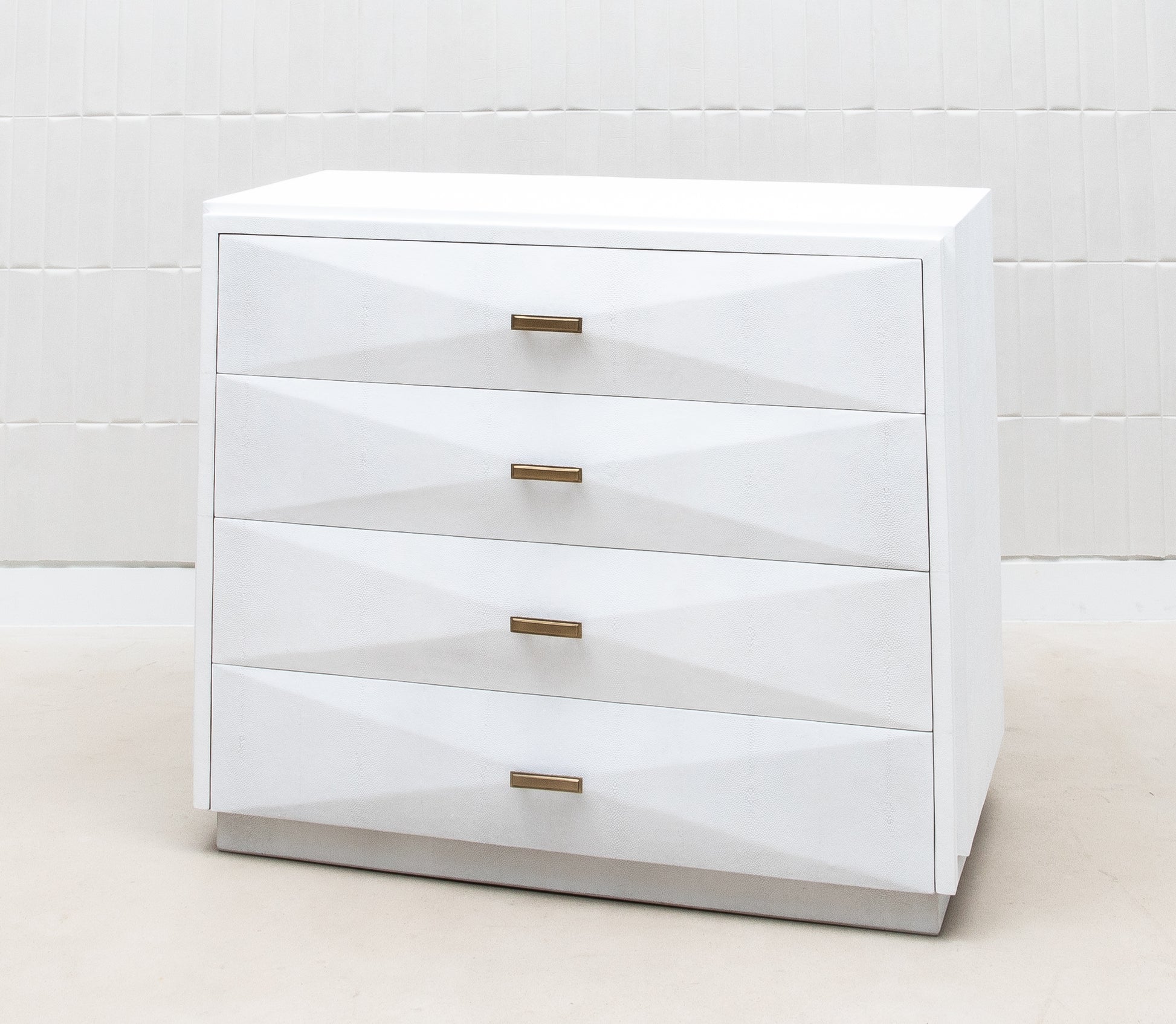 Chest of Drawers in White Shagreen with Bronze Patina Brass Details by R&Y Augousti