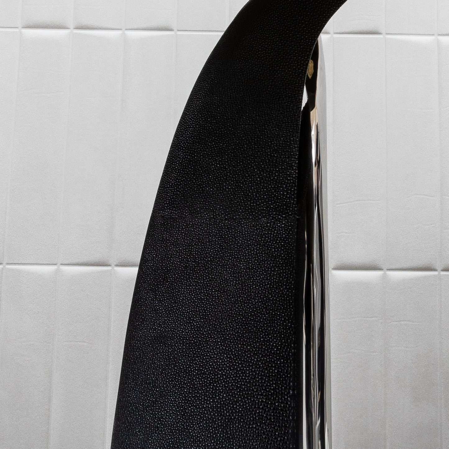 Pair of Modern Lamps in Black Shagreen with Polished Steel by Kifu Paris