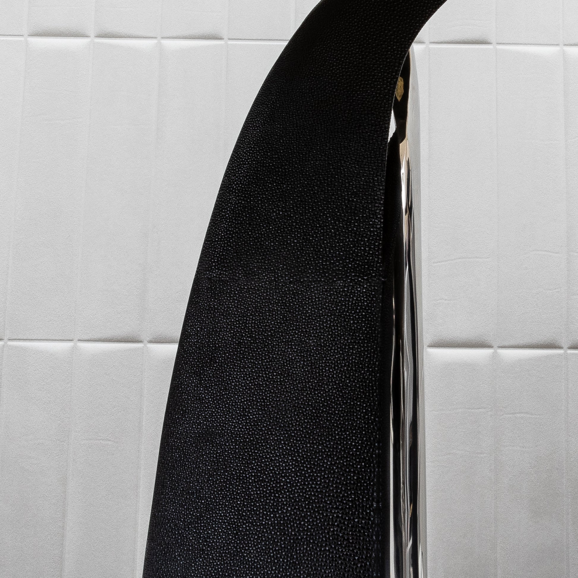 Pair of Modern Lamps in Black Shagreen with Polished Steel by Kifu Paris