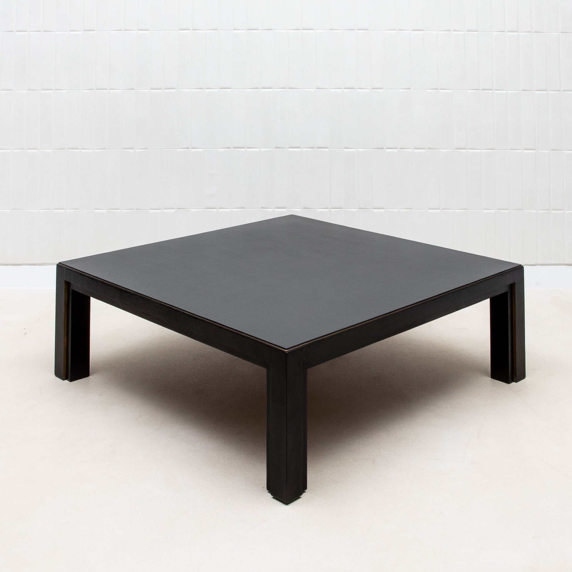 Coffee Table in Parchment with Bronze Patina Brass by R&Y Augousti