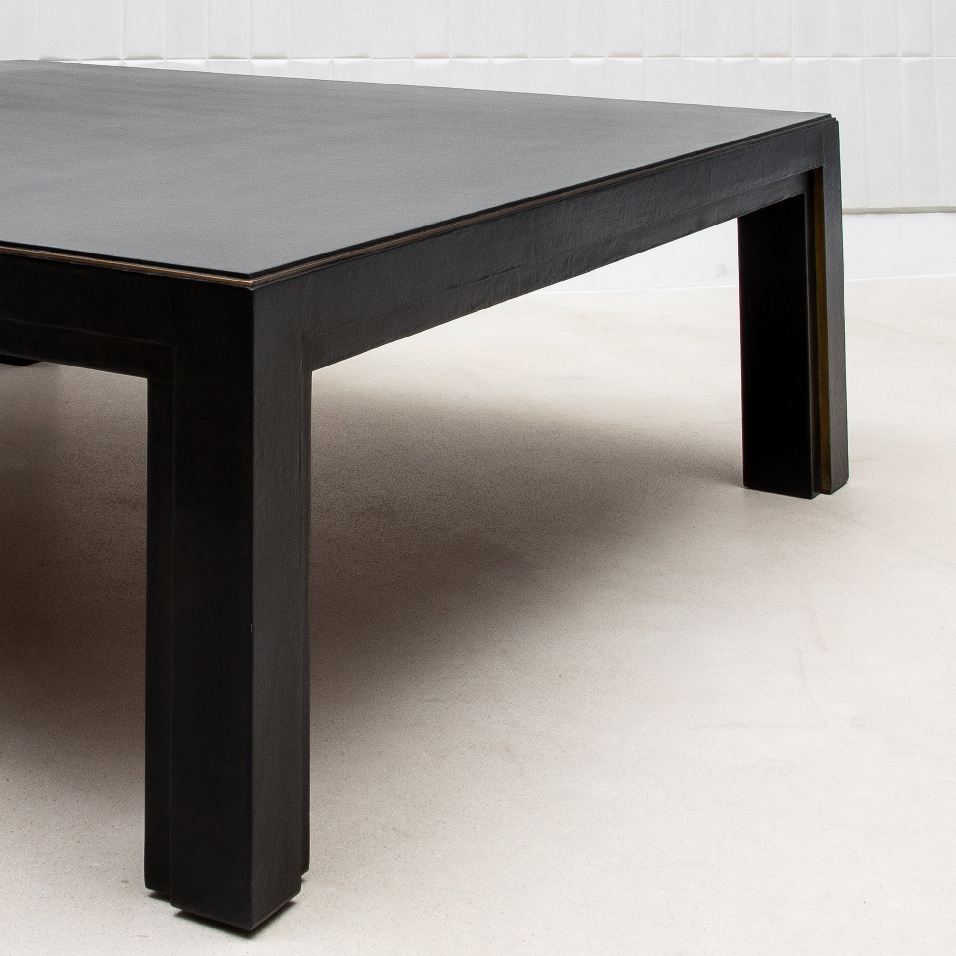 Coffee Table in Parchment with Bronze Patina Brass by R&Y Augousti