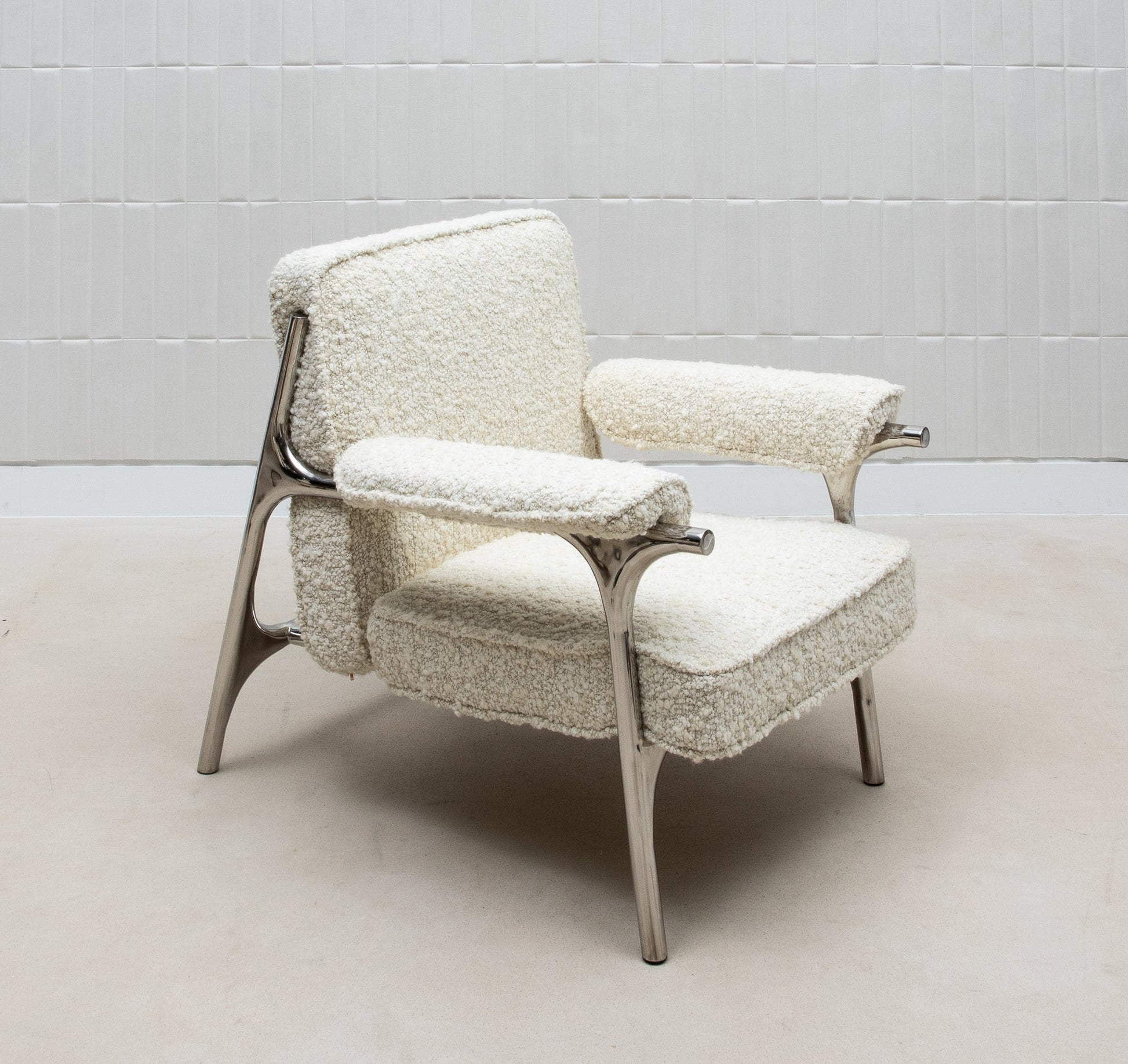 Ramo Armchair in Cream Bouclé by R&Y Augousti