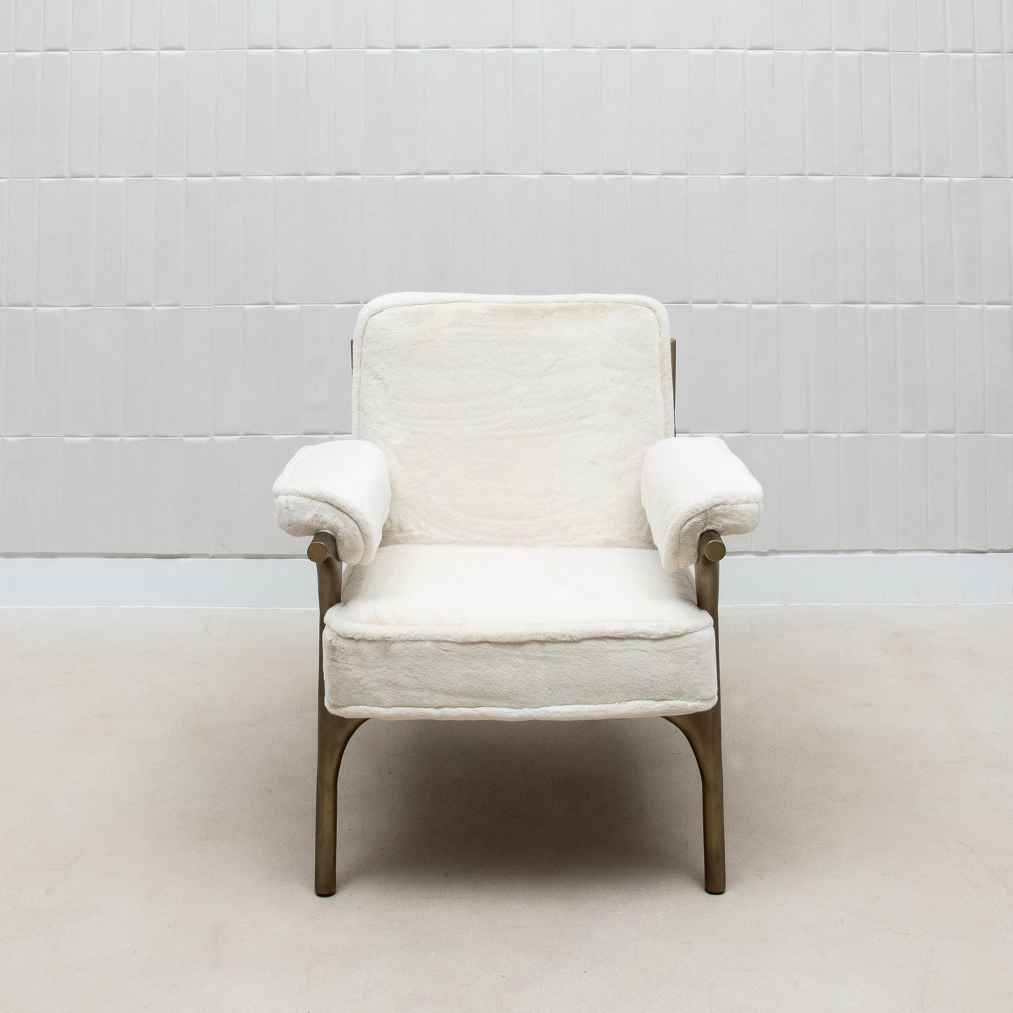 Ramo Armchair and Ottoman in Cream Faux Fur by R&Y Augousti
