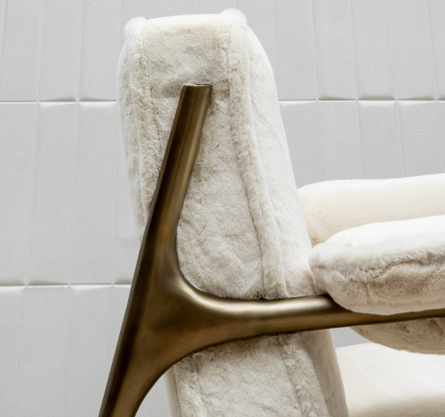 Ramo Armchair and Ottoman in Cream Faux Fur by R&Y Augousti
