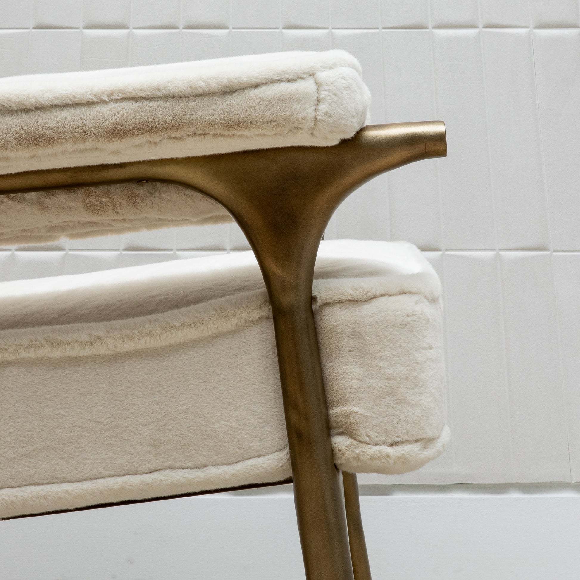 Ramo Armchair and Ottoman in Cream Faux Fur by R&Y Augousti