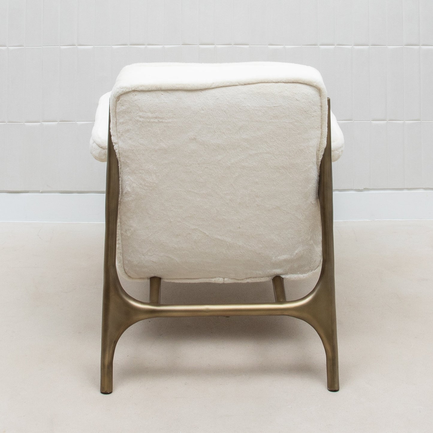 Ramo Armchair and Ottoman in Cream Faux Fur by R&Y Augousti