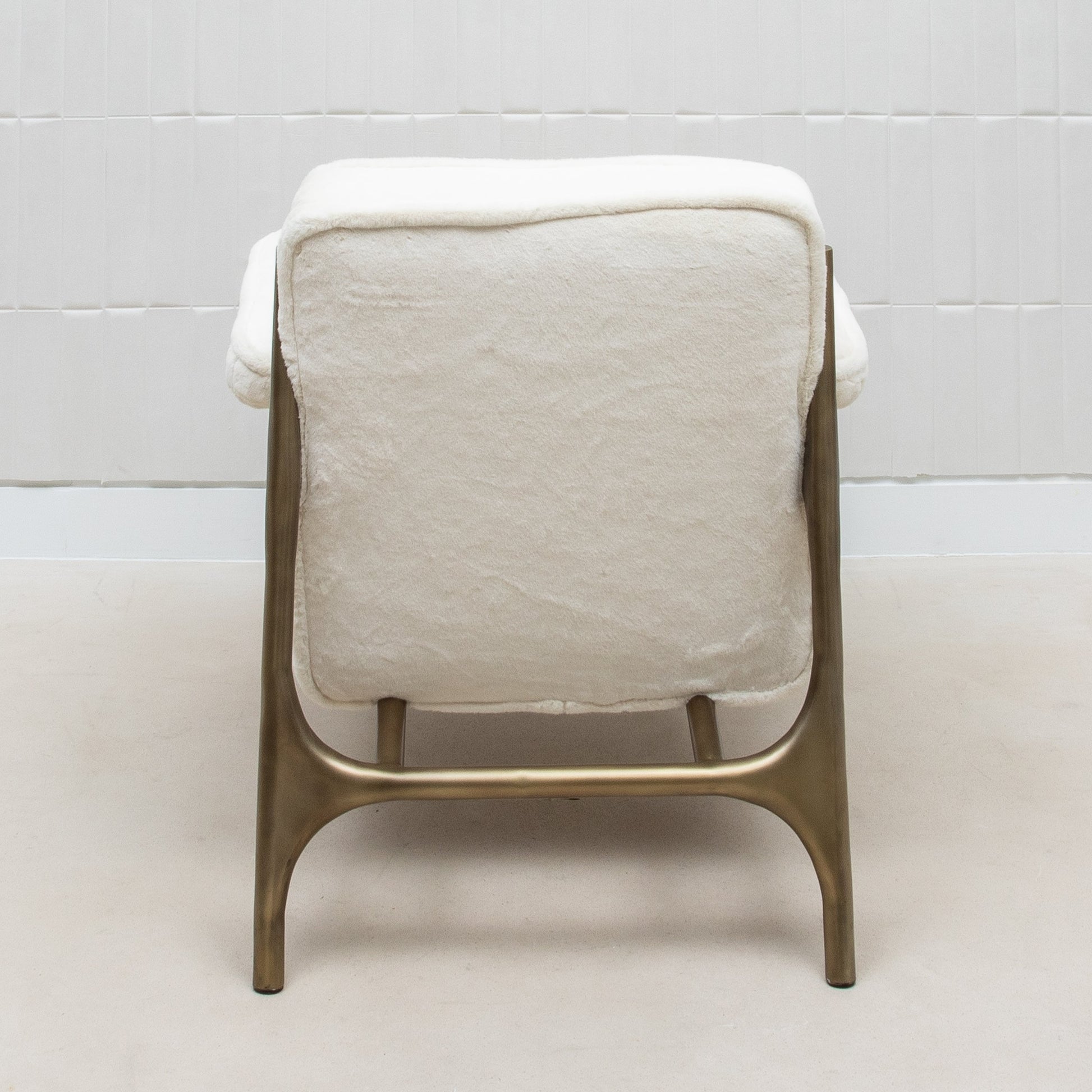 Ramo Armchair and Ottoman in Cream Faux Fur by R&Y Augousti