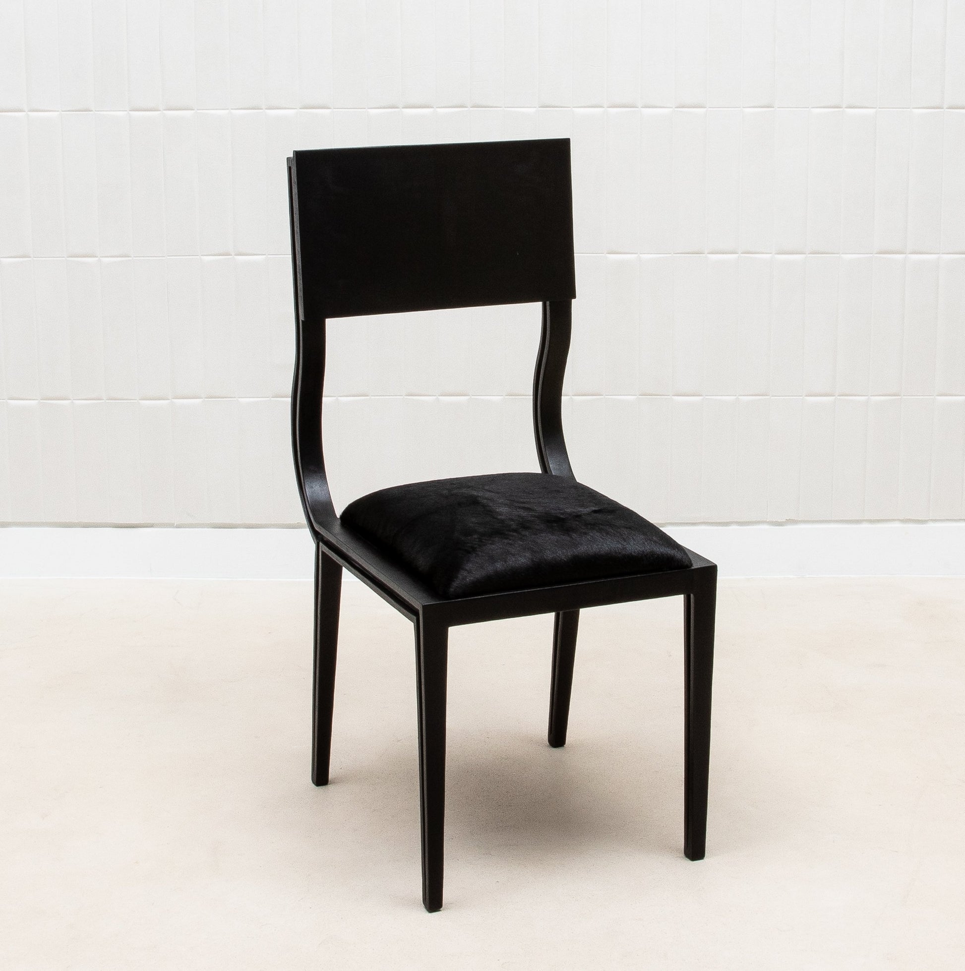 Upholstered Hide Chair in Black Oak by R&Y Augousti