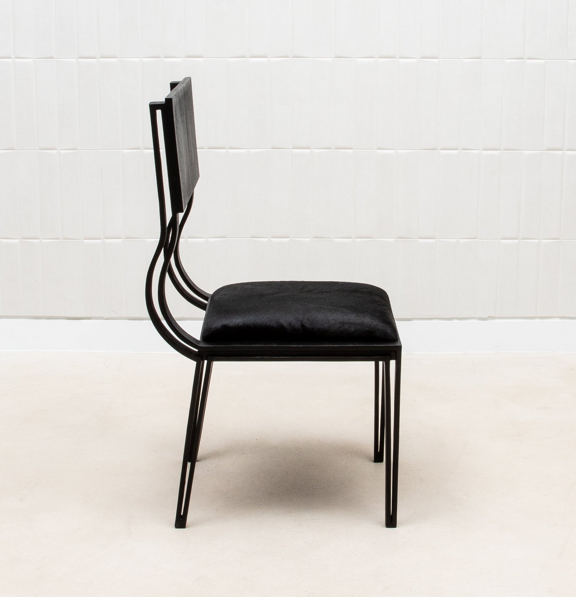 Upholstered Hide Chair in Black Oak by R&Y Augousti