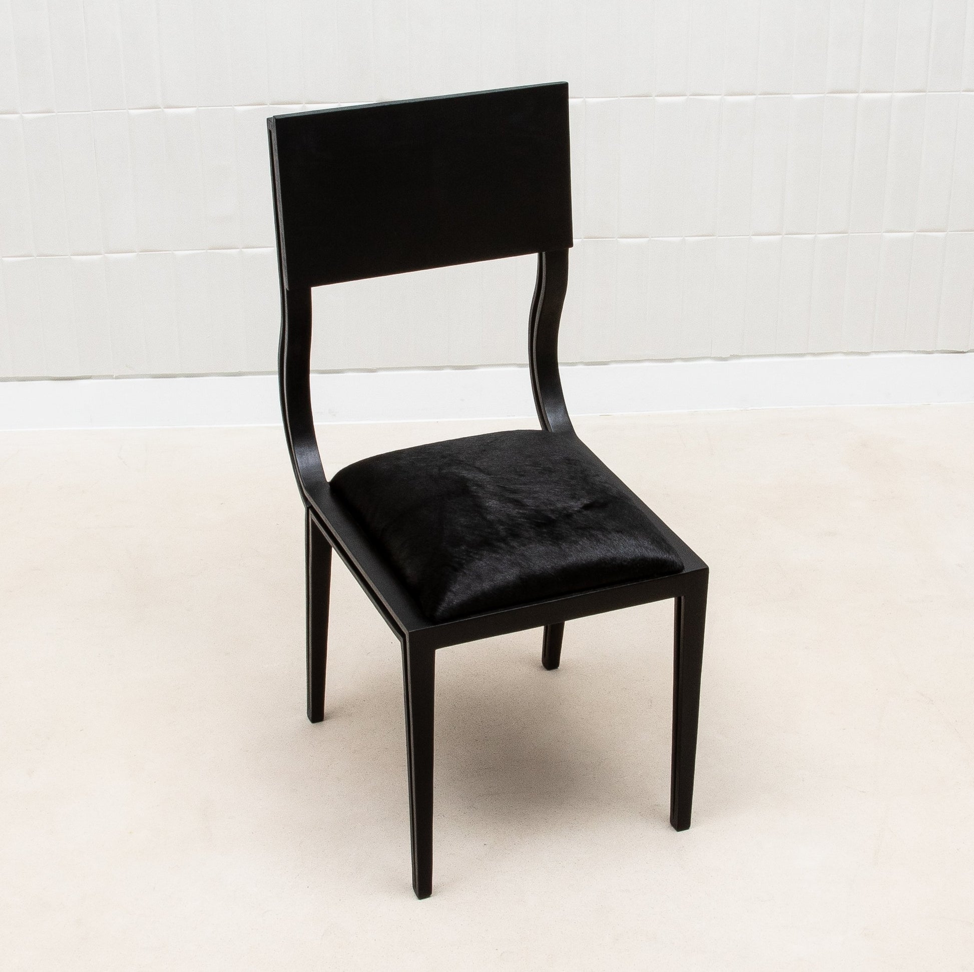 Upholstered Hide Chair in Black Oak by R&Y Augousti